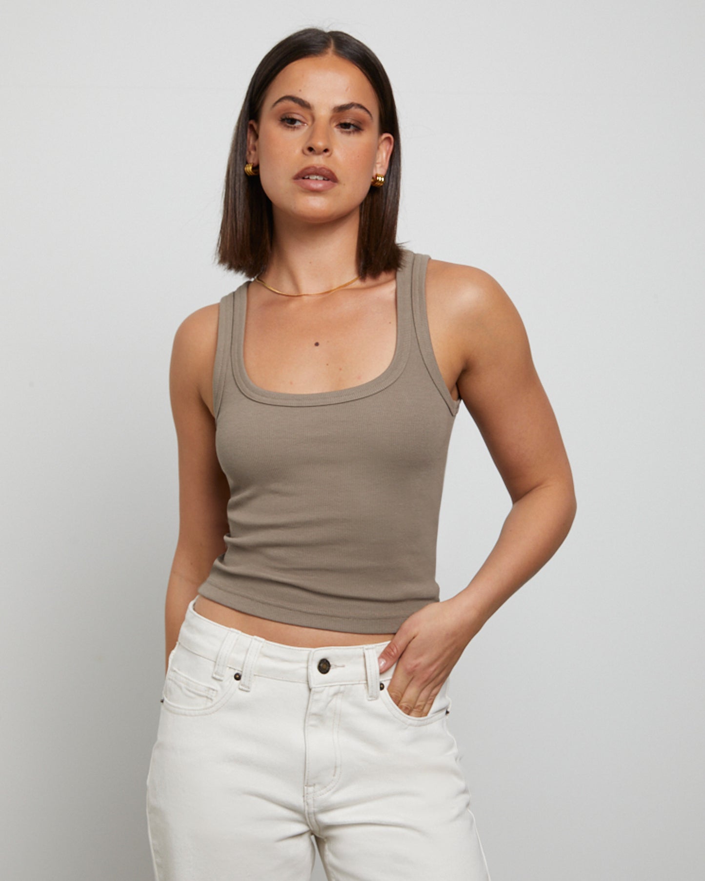 Super Scoop Classic Tank Top in Brown