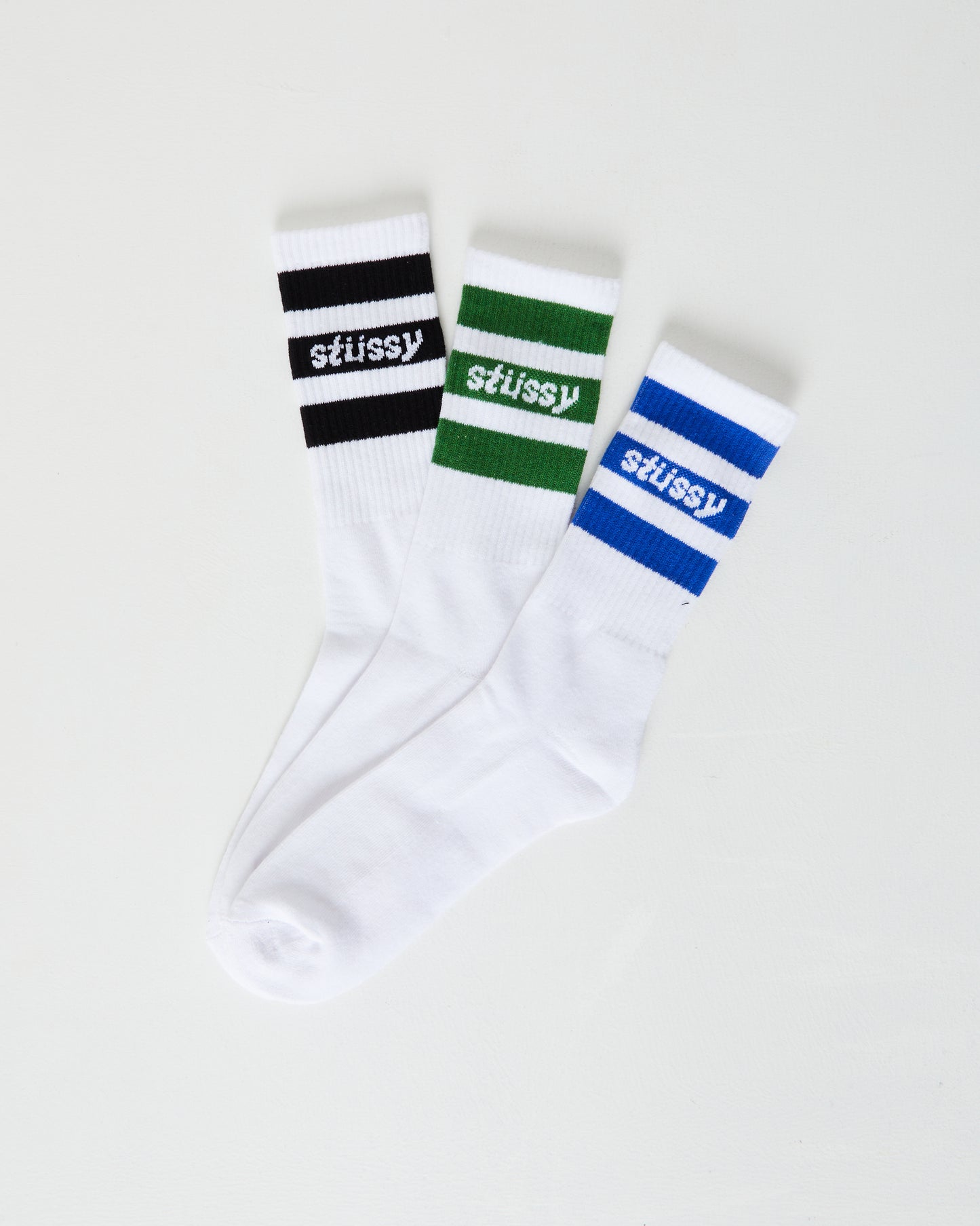 Mens Italic Stripe Socks 3 Pack in White Multi
