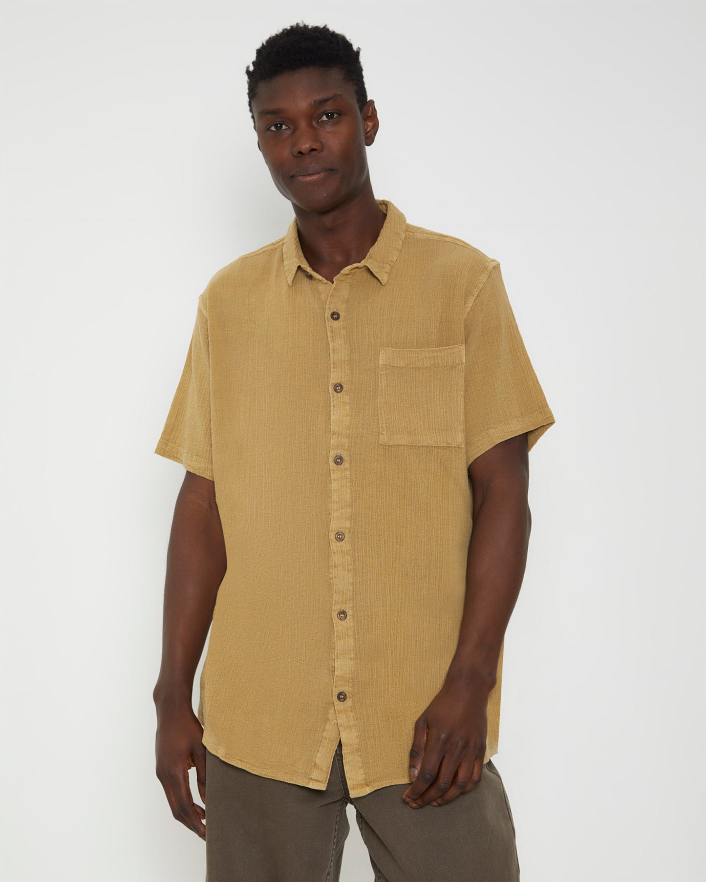 Bon Crepe Short Sleeve Shirt in Sand