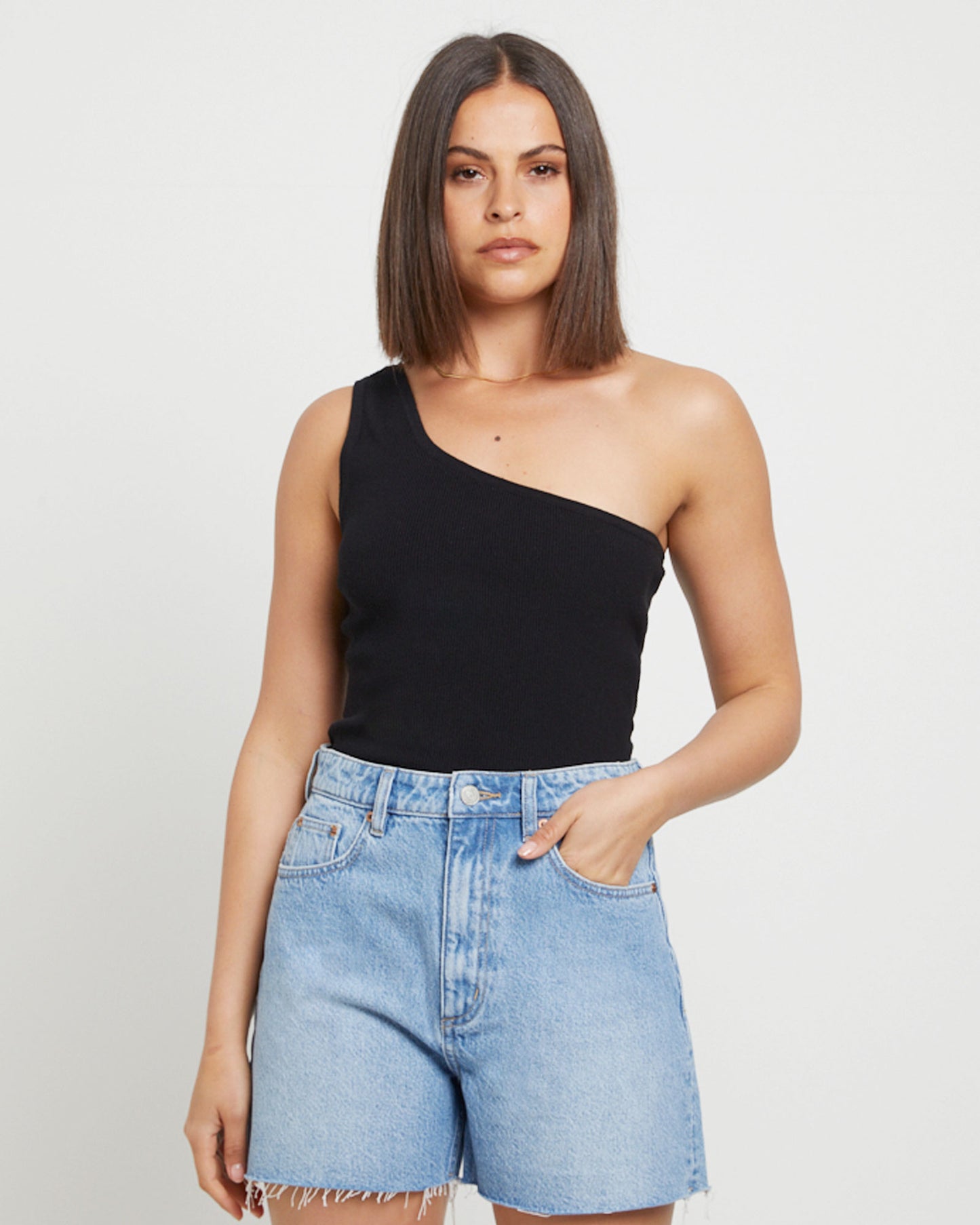High Relaxed Denim Shorts in Risk