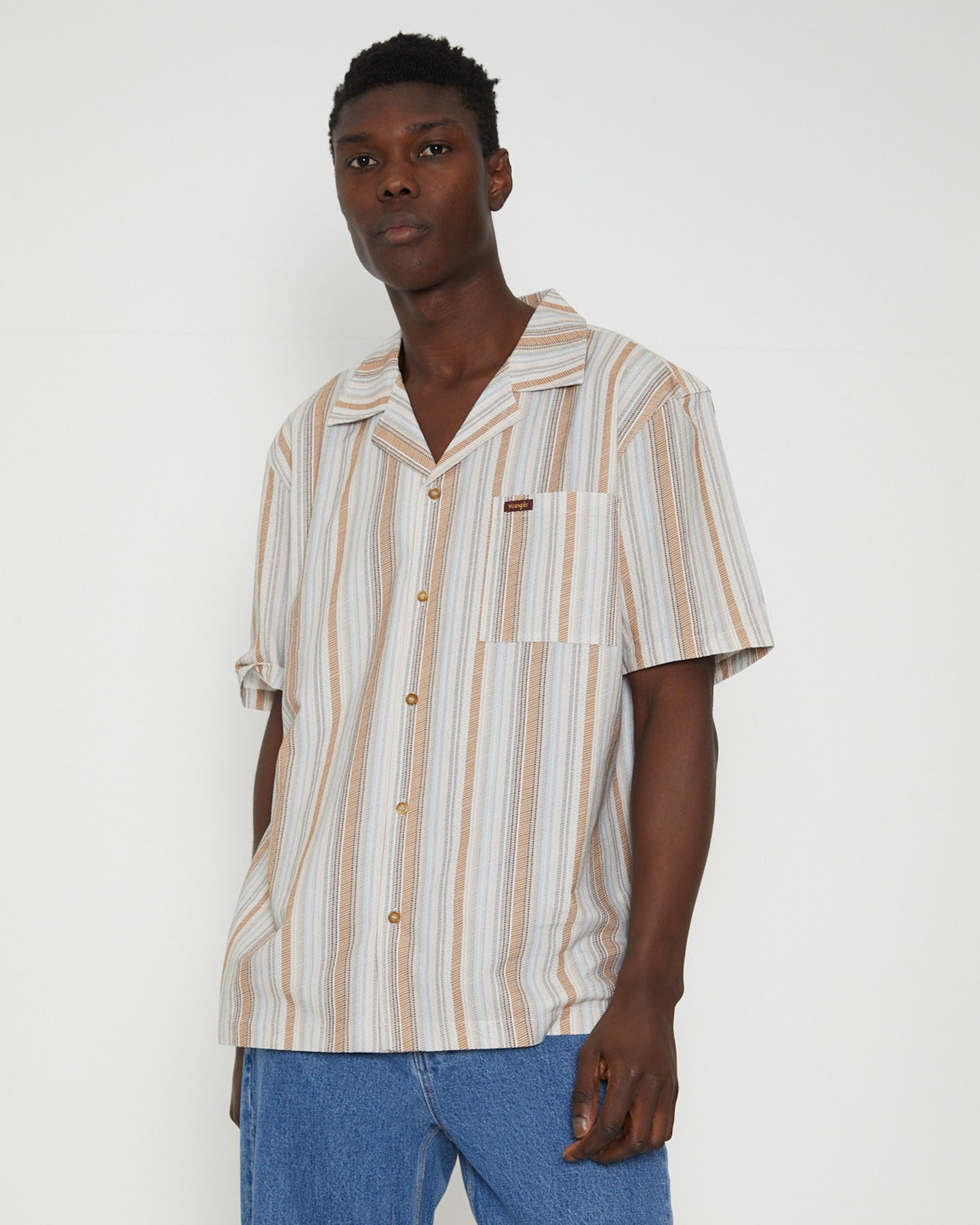 Resort Short Sleeve Shirt in Badlands Stripe White
