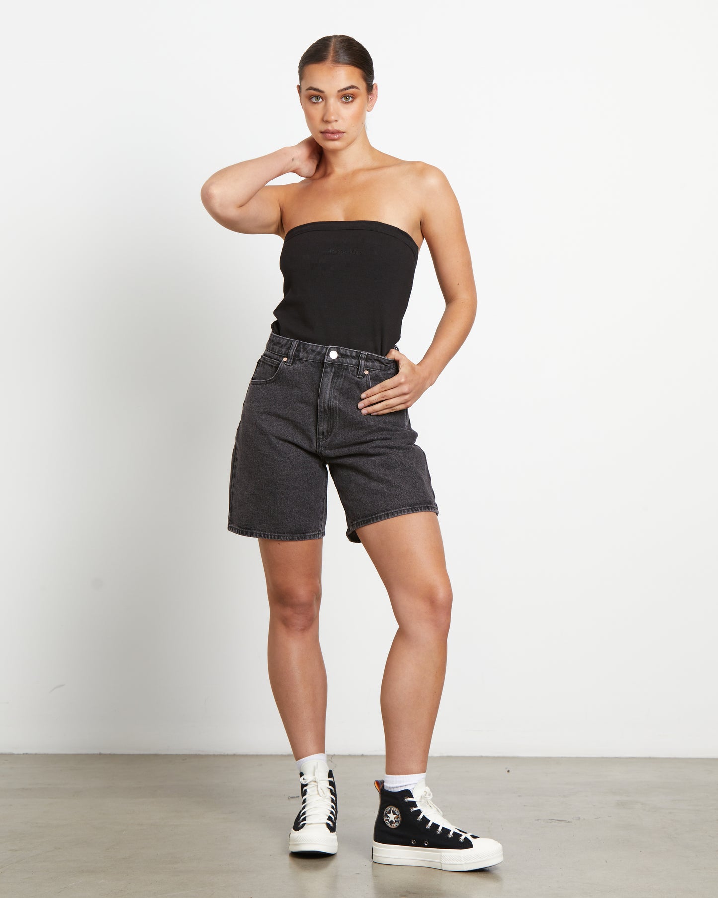 Carrie Denim Shorts in Piper Black