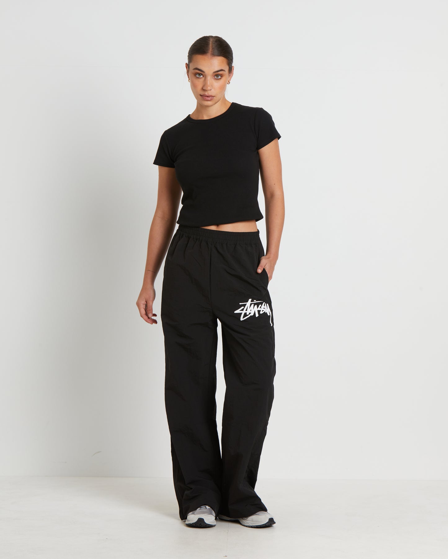 Nylon Graffiti Pants in Black