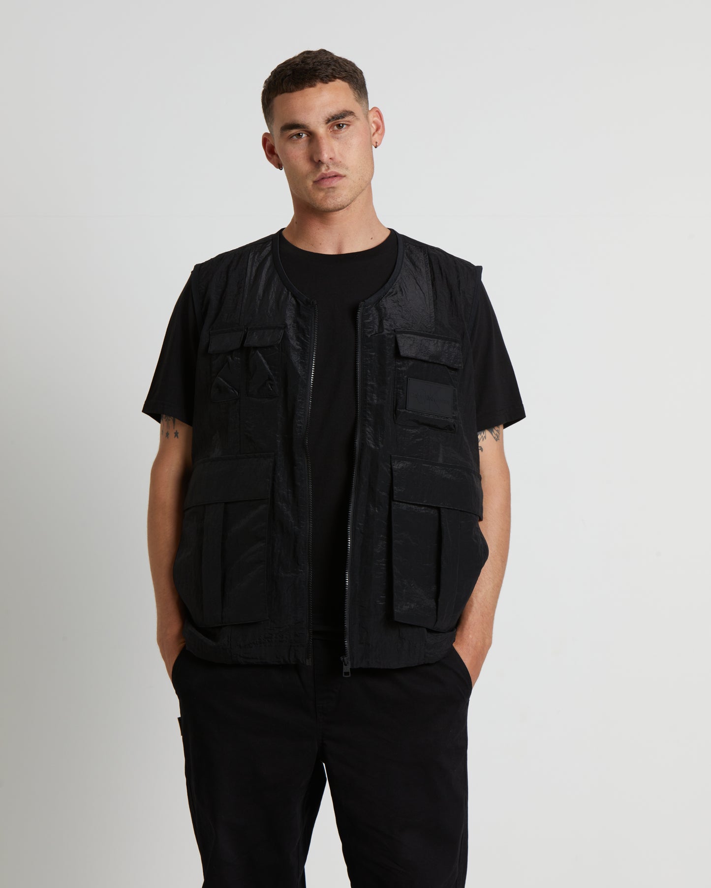 Mesh Ripstop Utility Vest in Black