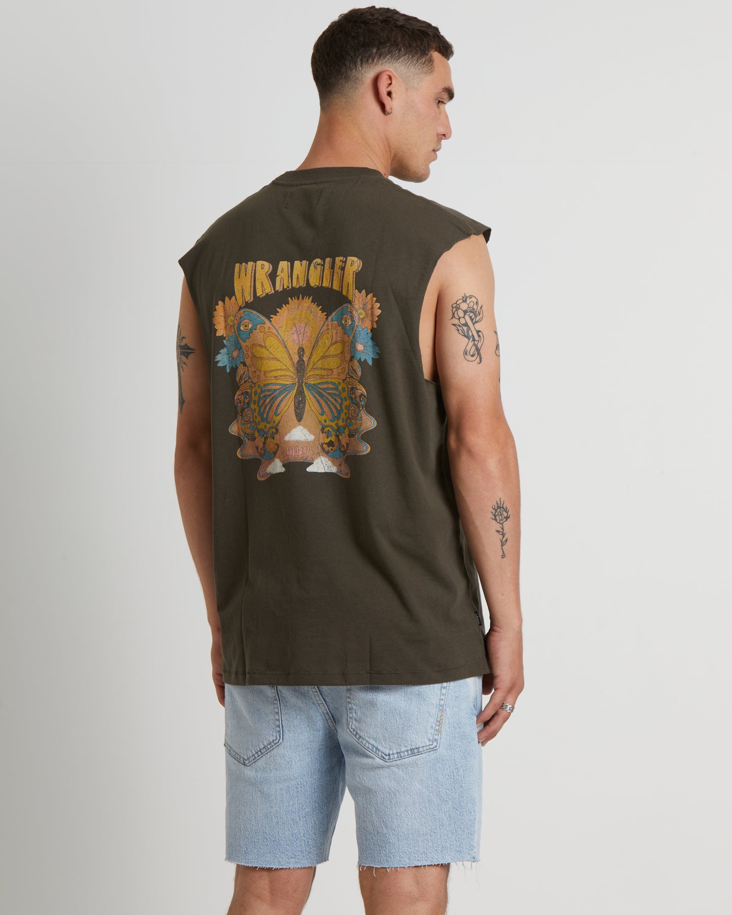 Wings Muscle Tee in Dark Slate Green
