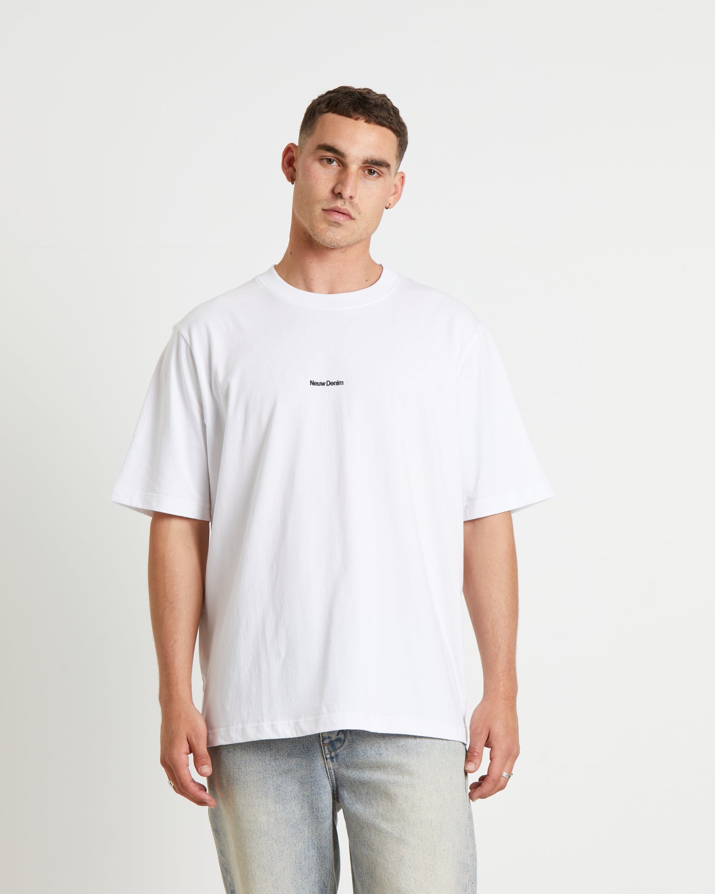 Sano Neuw Denim Logo Short Sleeve T-Shirt in White