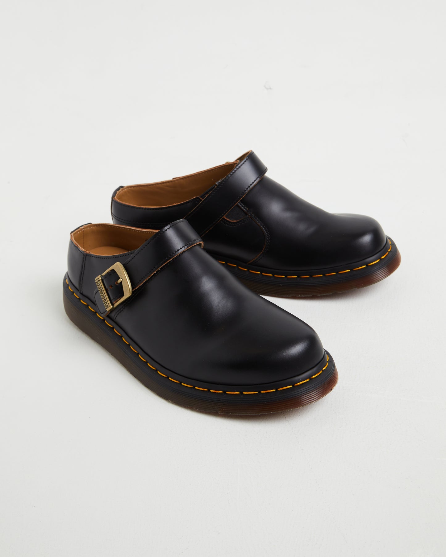 Isham Buckle Mules in Vintage Smooth Black