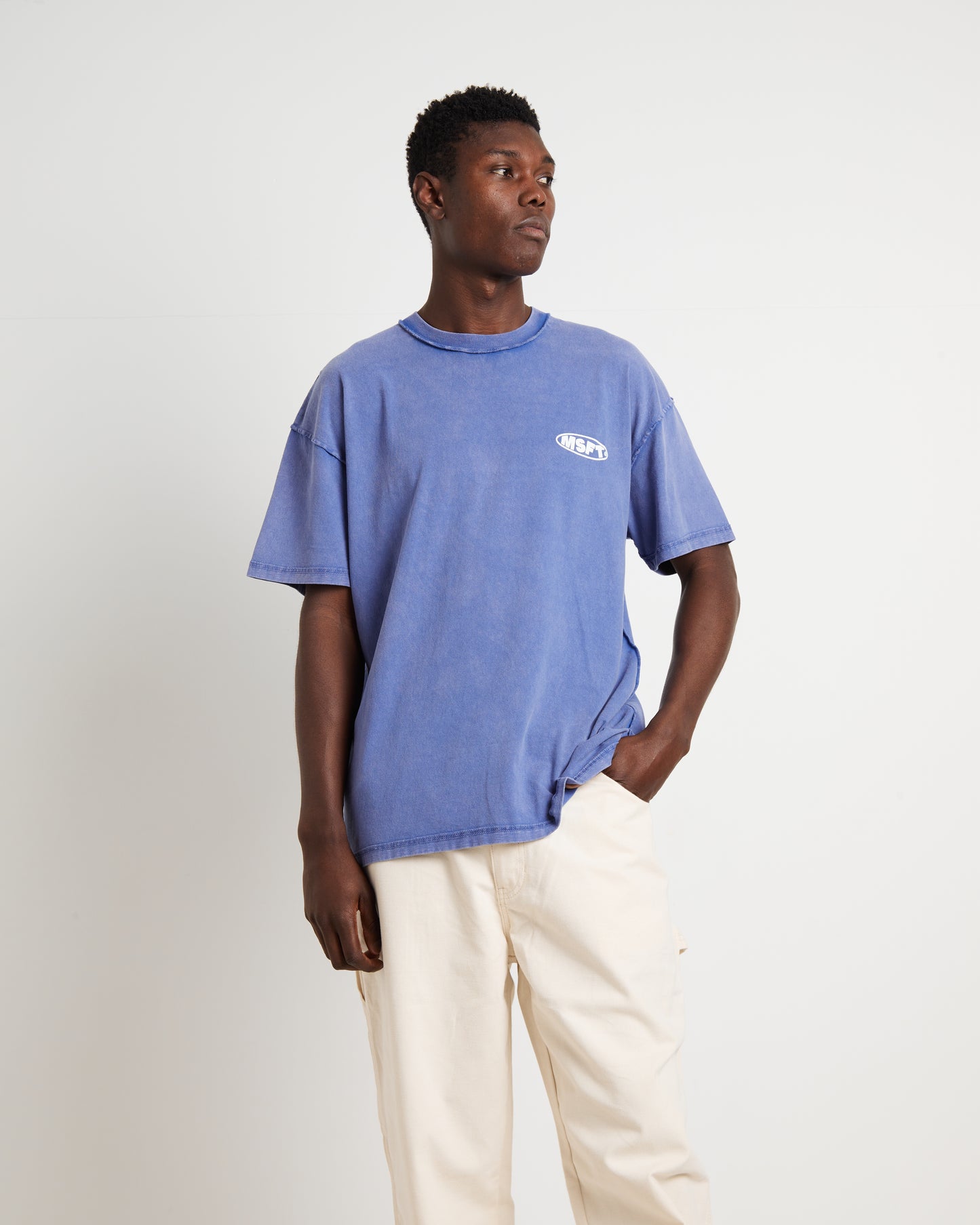 Acetime Reverse Short Sleeve T-Shirt in Acid Blue Print