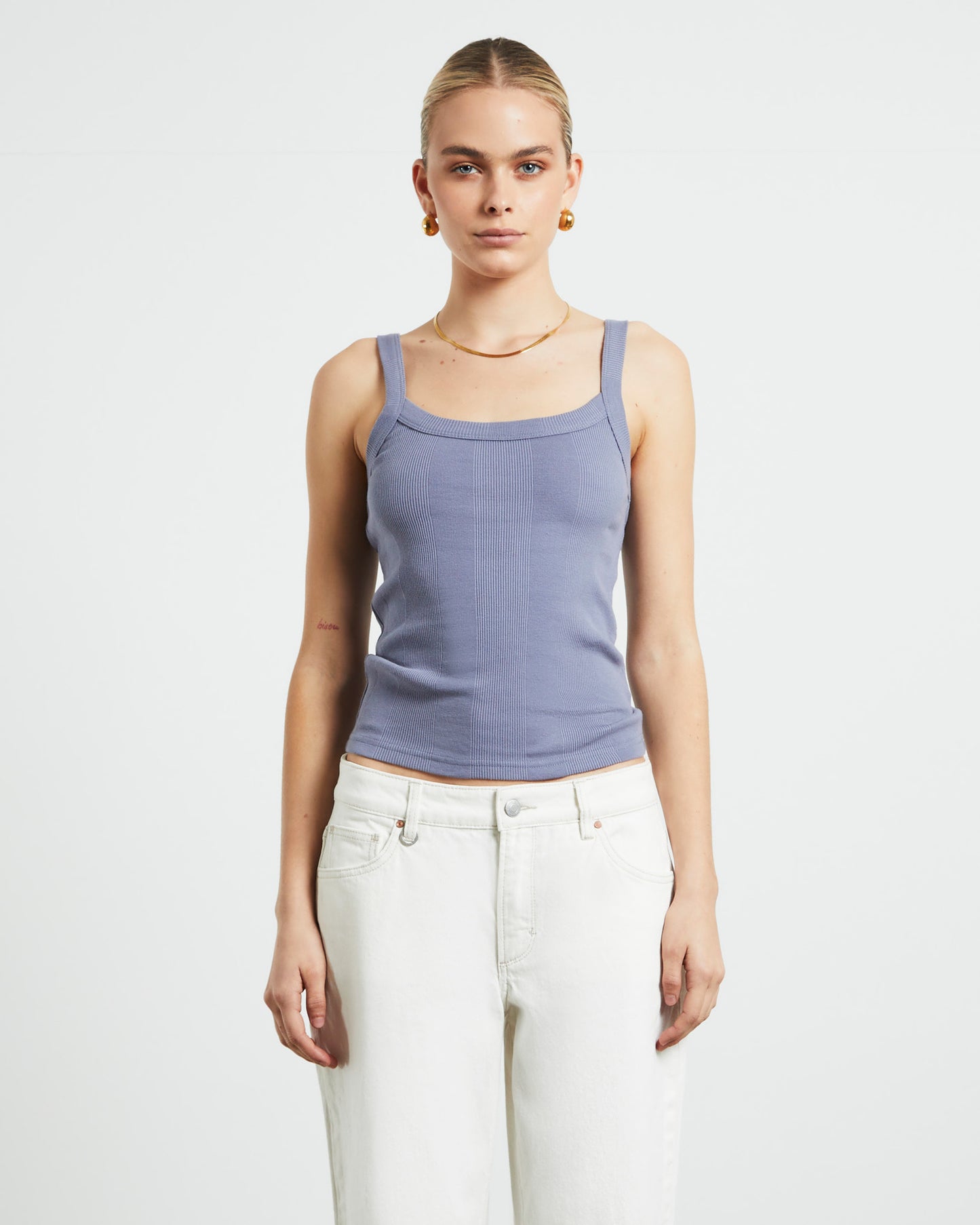 Frenchie Rib Singlet in Slate Grey