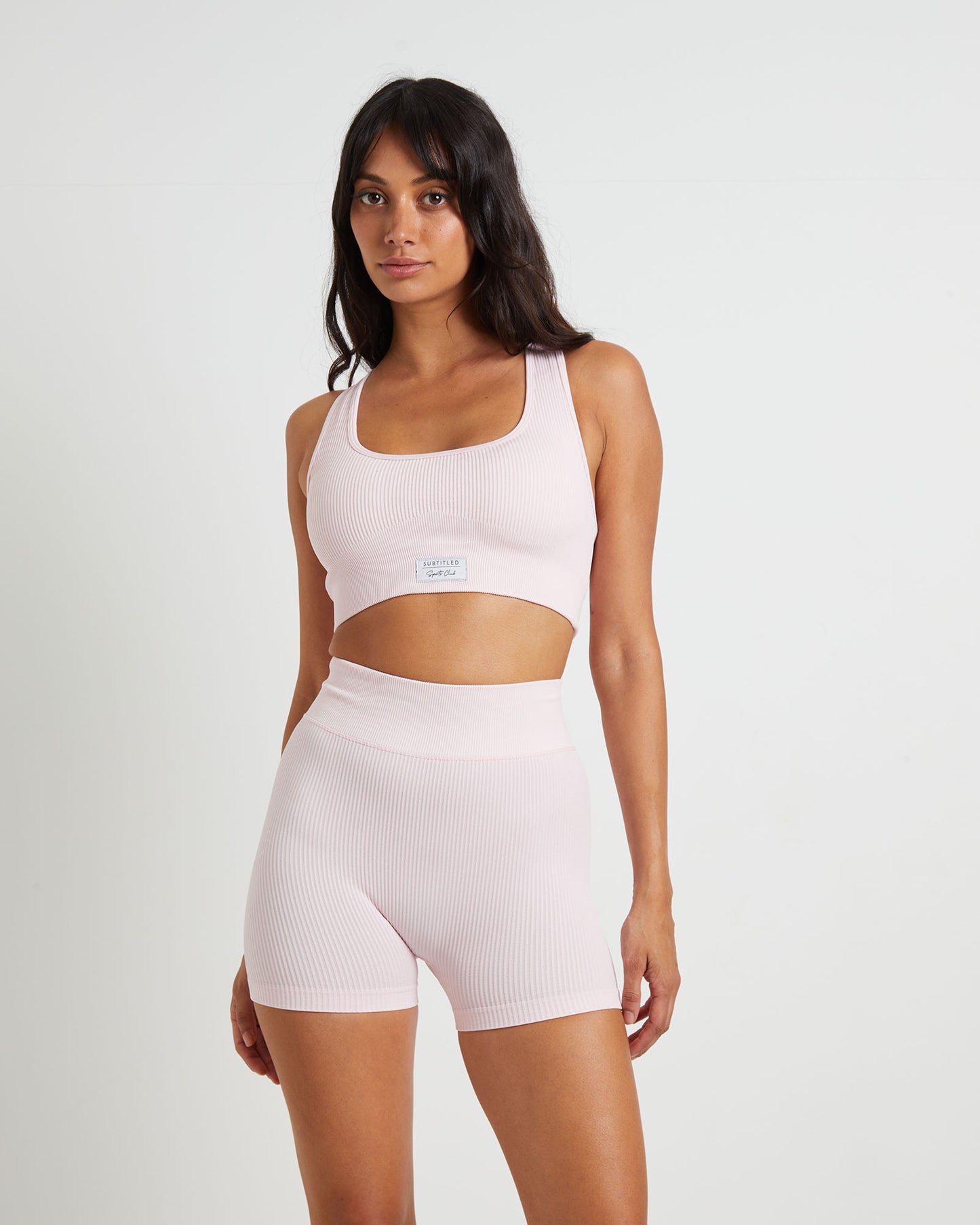 Sports Cross Back Crop Top in Ballet Pink