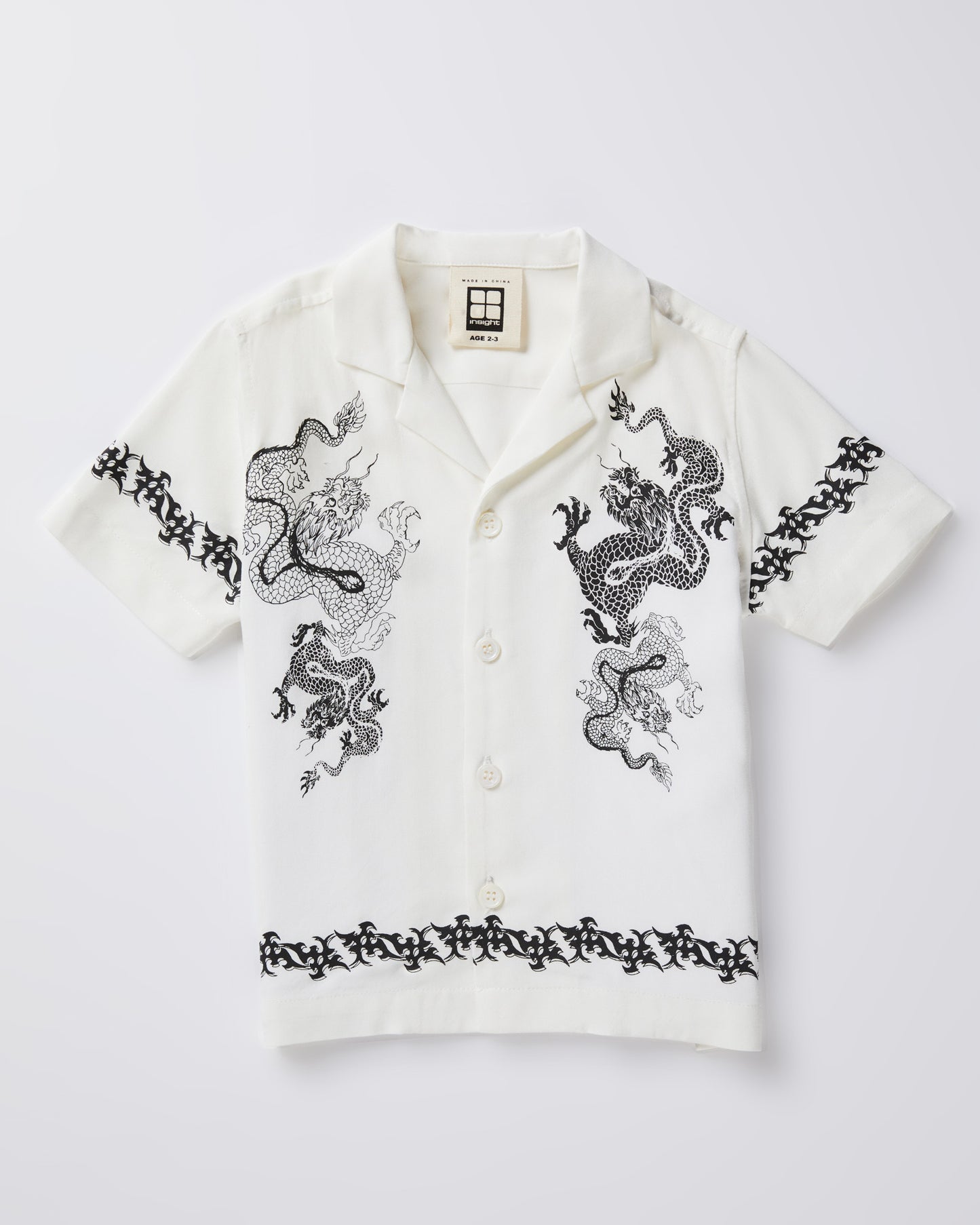 Boys Draco Short Sleeve Resort Shirt in White