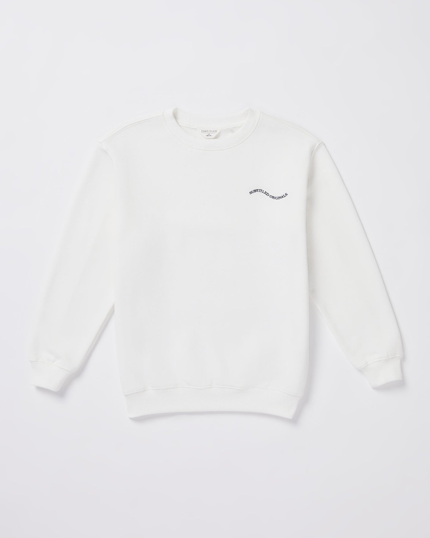 Teen Girls Oversized Wave Origin Fleece Crew Neck Jumper in White