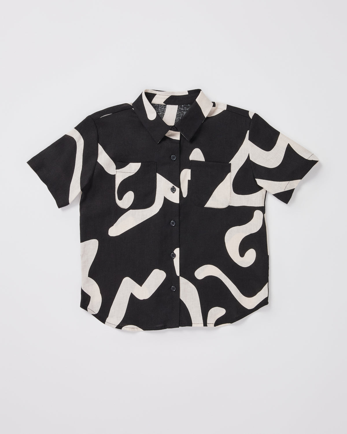 Girls Charlie Swirl Short Sleeve Shirt in Black BLACK/WHITE