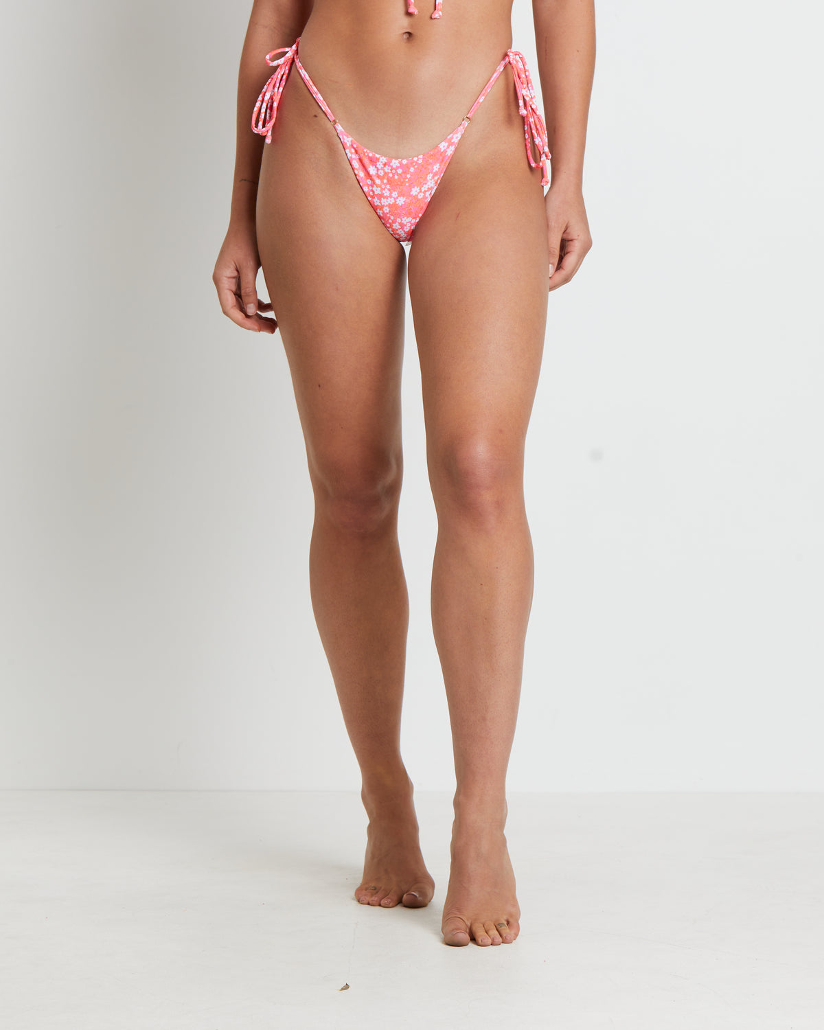Thong Tie Side Bikini Bottom in Coral Crush CORAL CRUSH