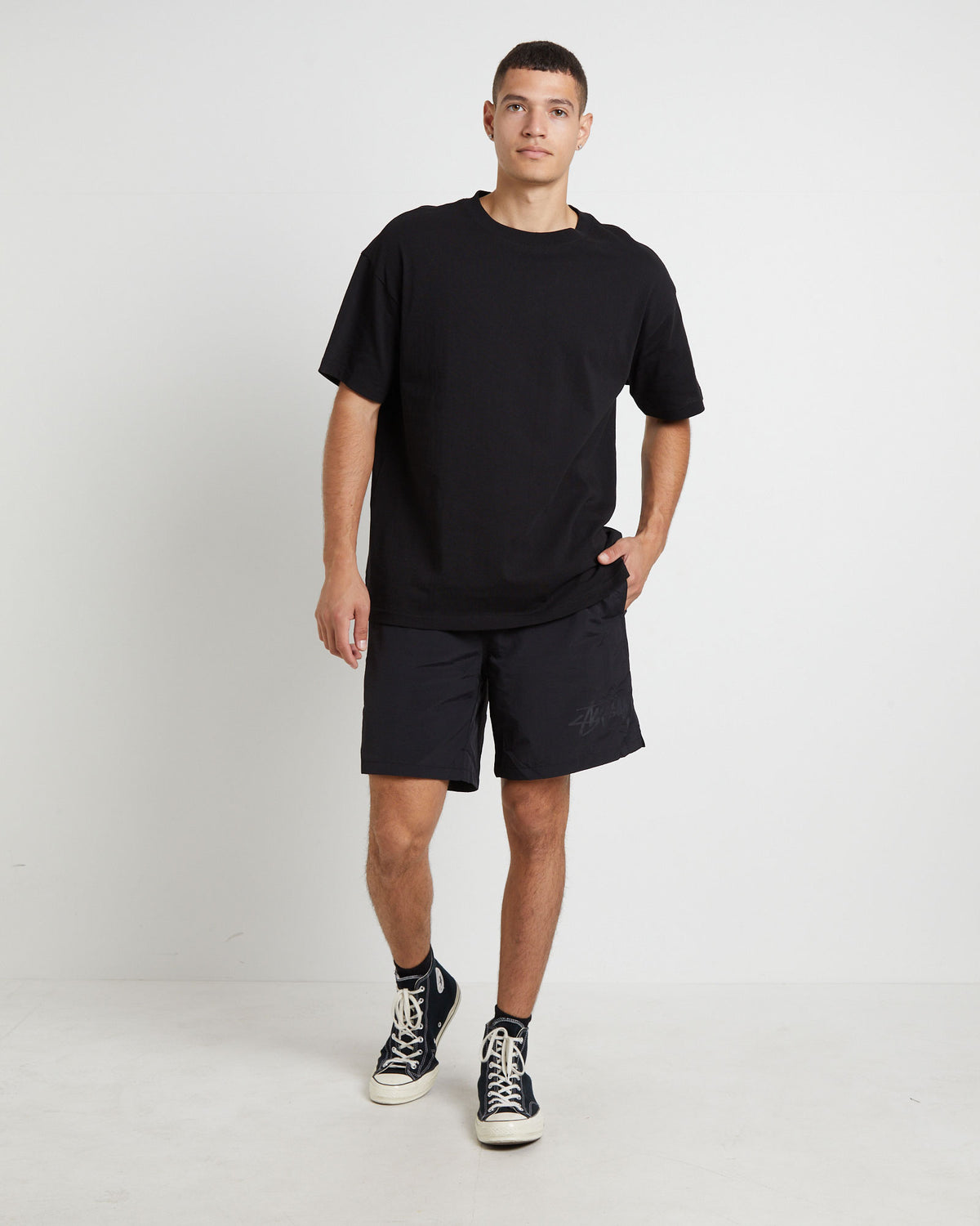 Stussy Big Stock Nylon Short in Black BLACK