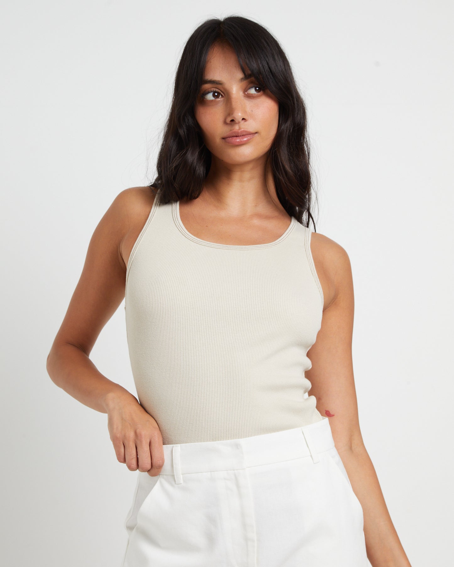 Lagoon Muscle Tank Top in Stone