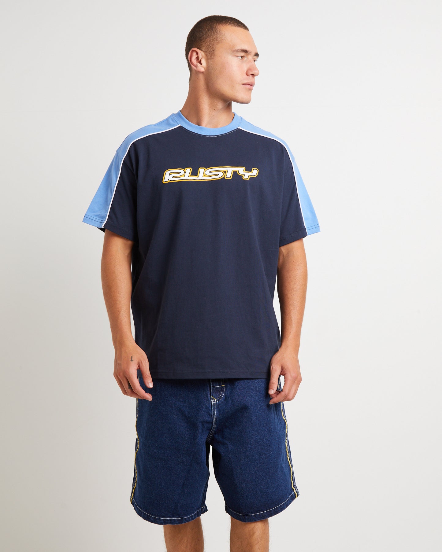 Straight Shooter Short Sleeve T-Shirt in Navy