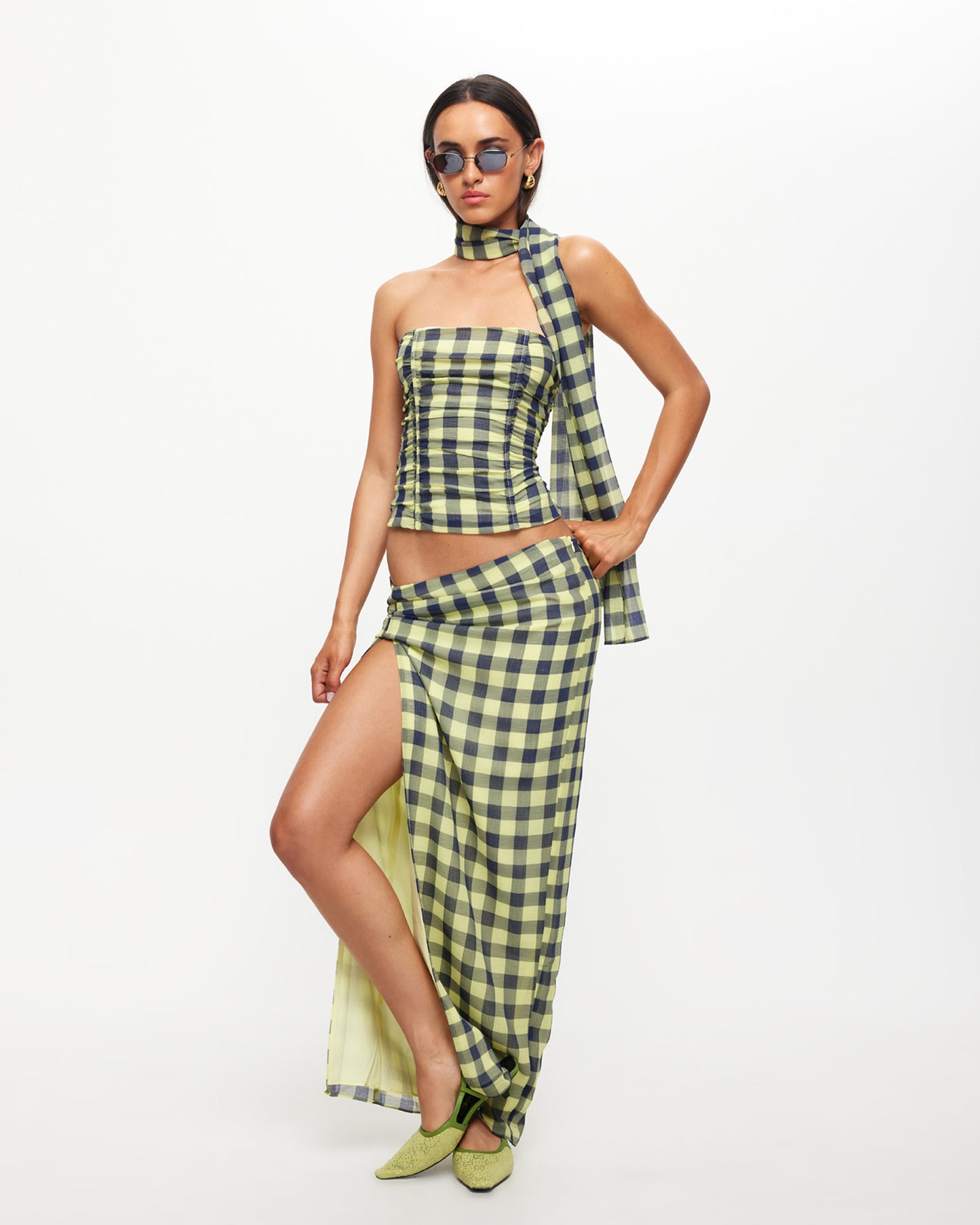 Island Bodice in Navy Check