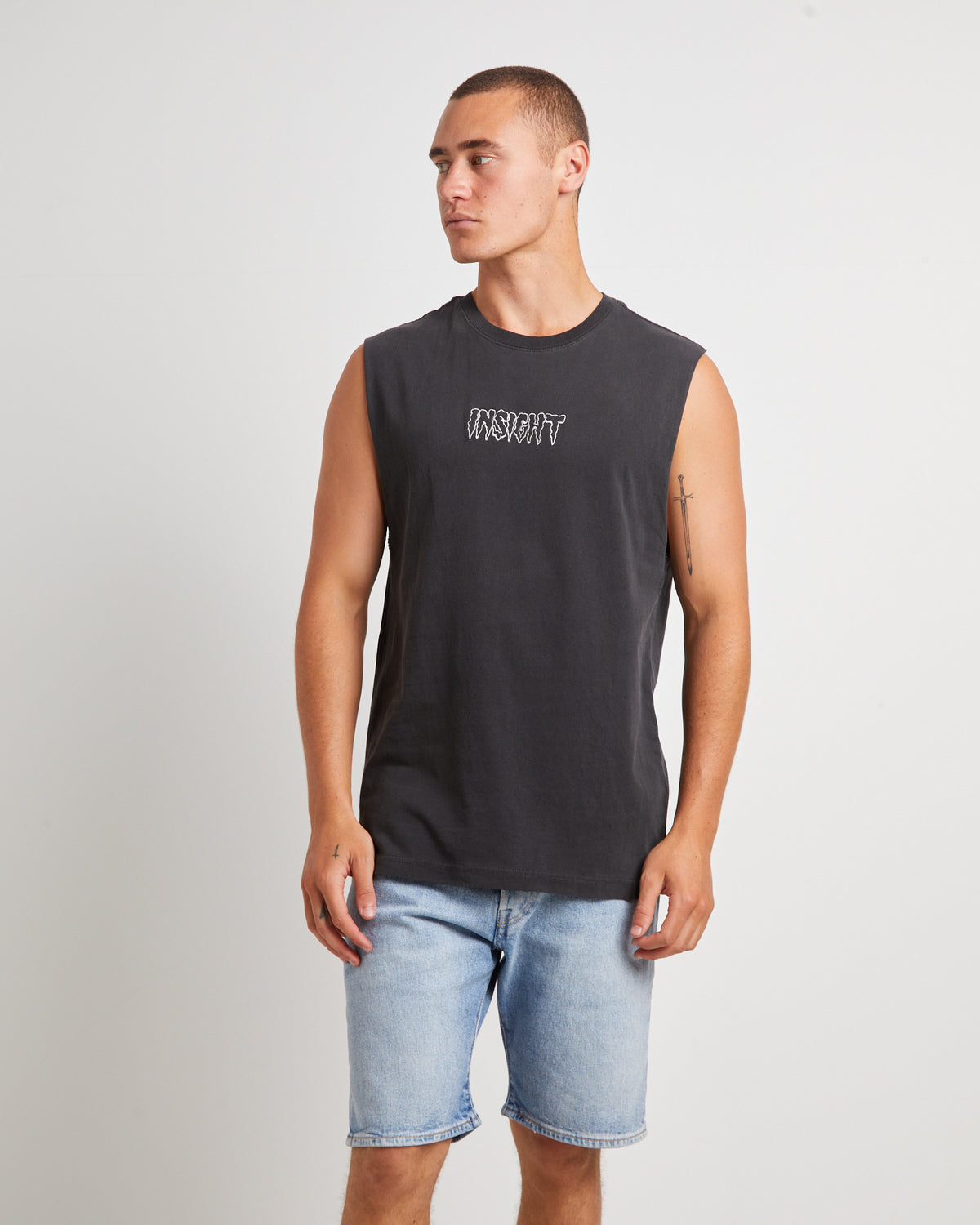 Gritter Muscle Tee in Black BLACK
