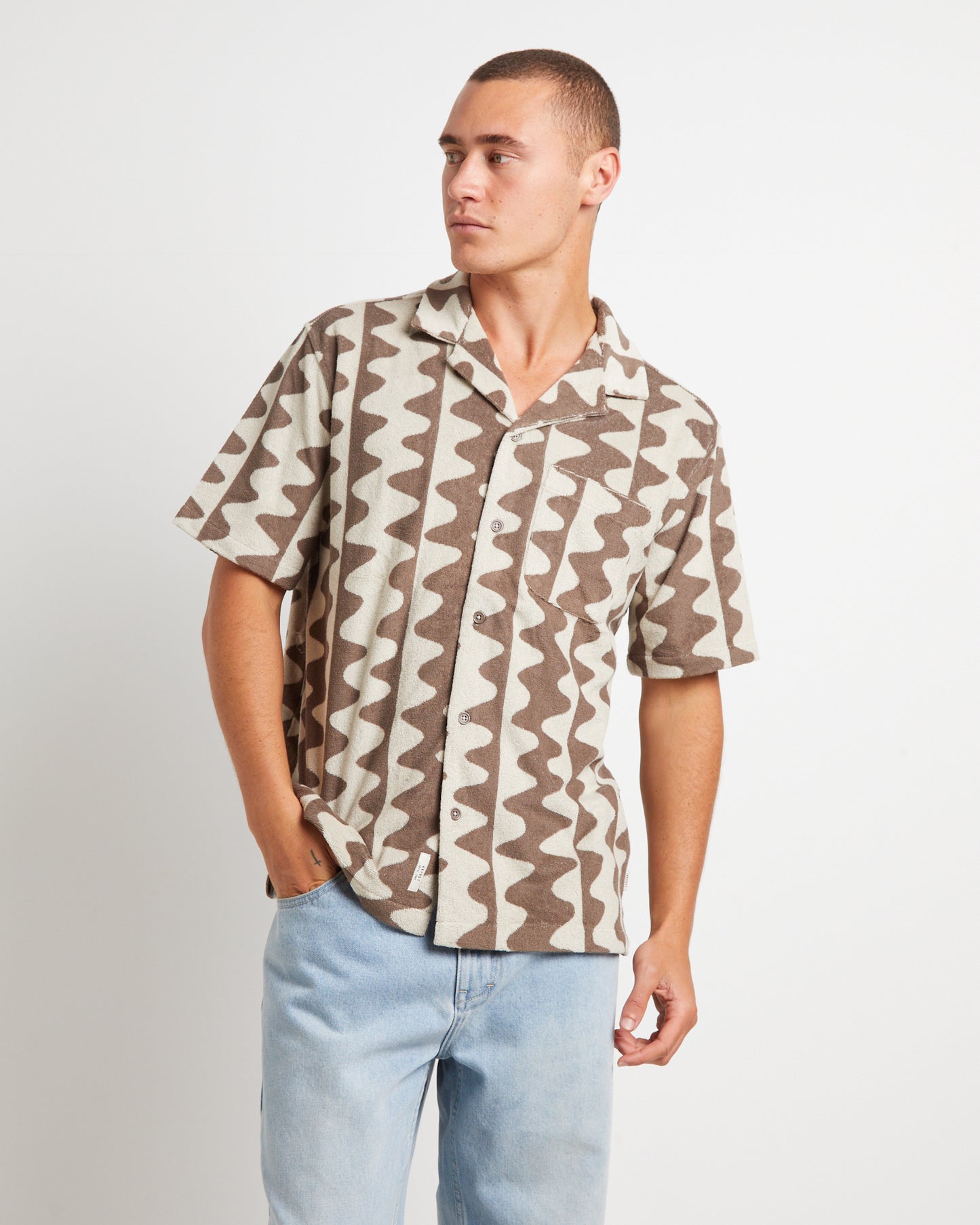 Waves Terry Short Sleeve Shirt in Mud