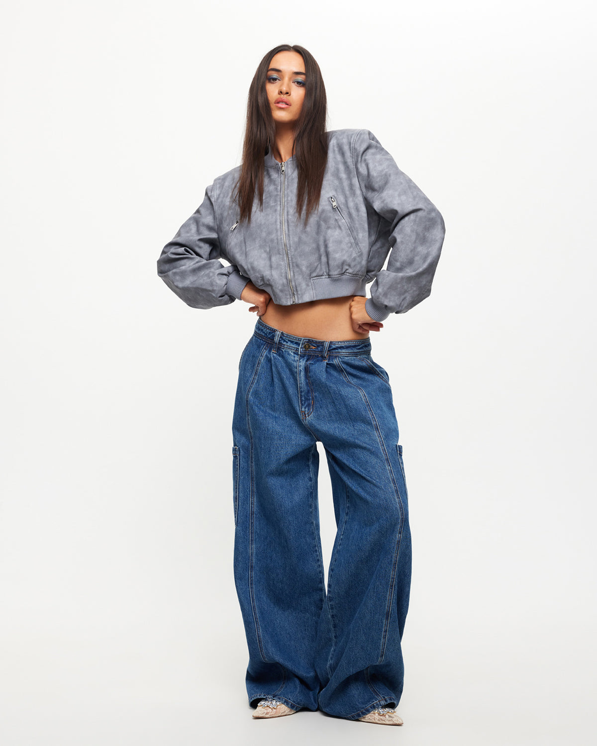 Veneda Baggy Denim Jeans in Bue BLUE DENIM