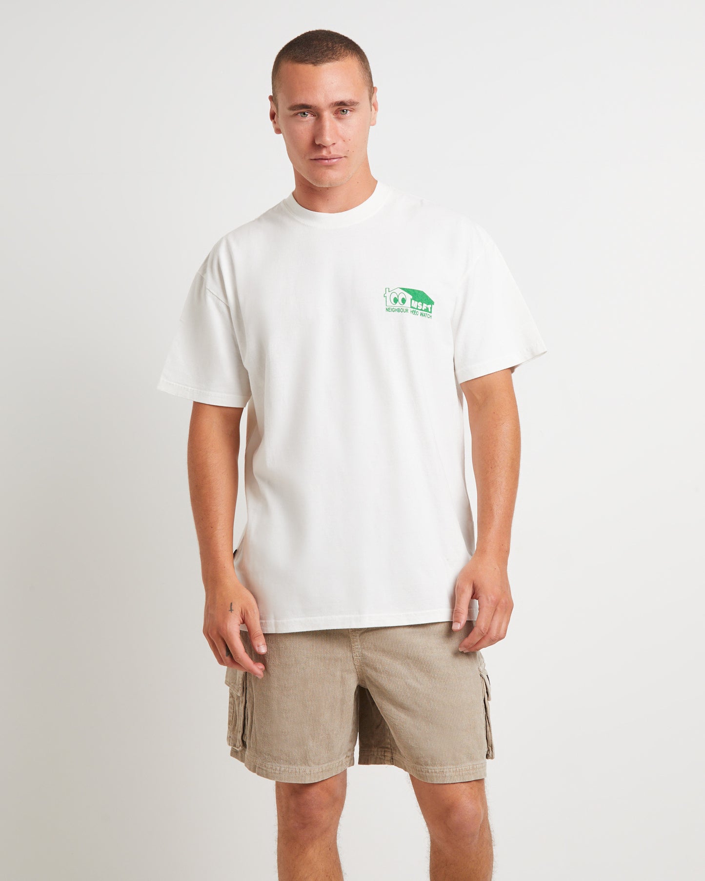 Hood Watch 50-50 Short Sleeve T-Shirt in Thrift White