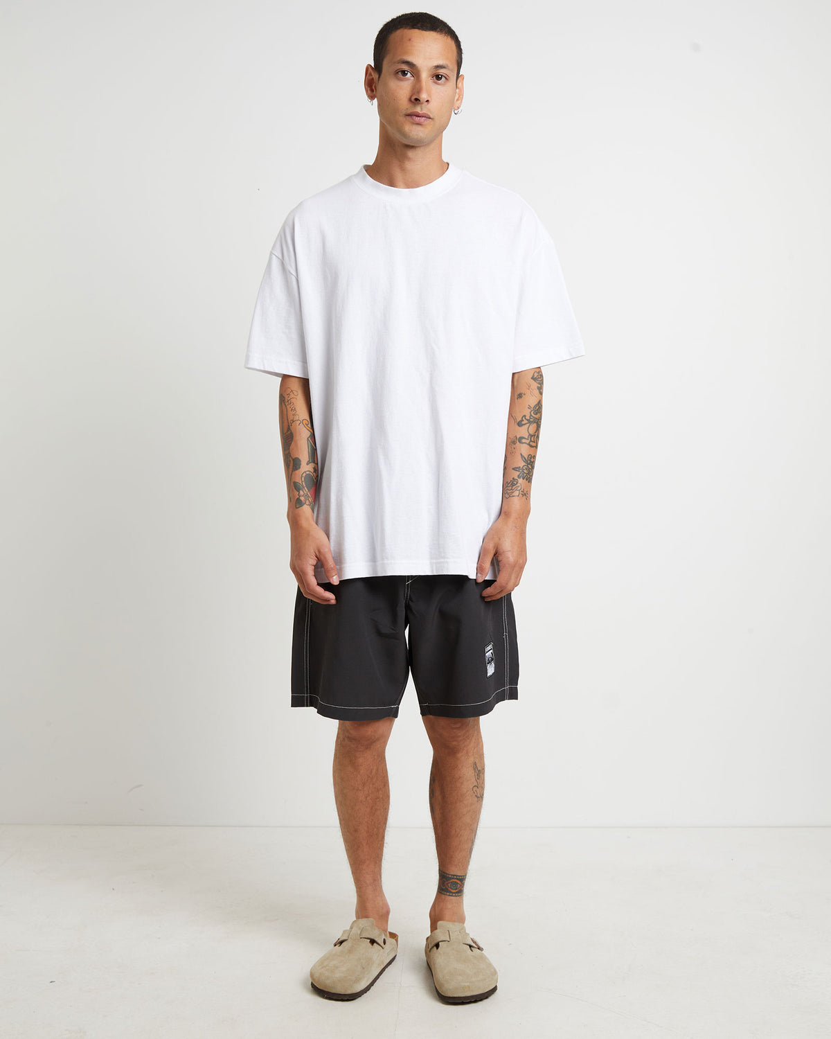 Swan Baggy Trunk Boardshorts in Black BLACK