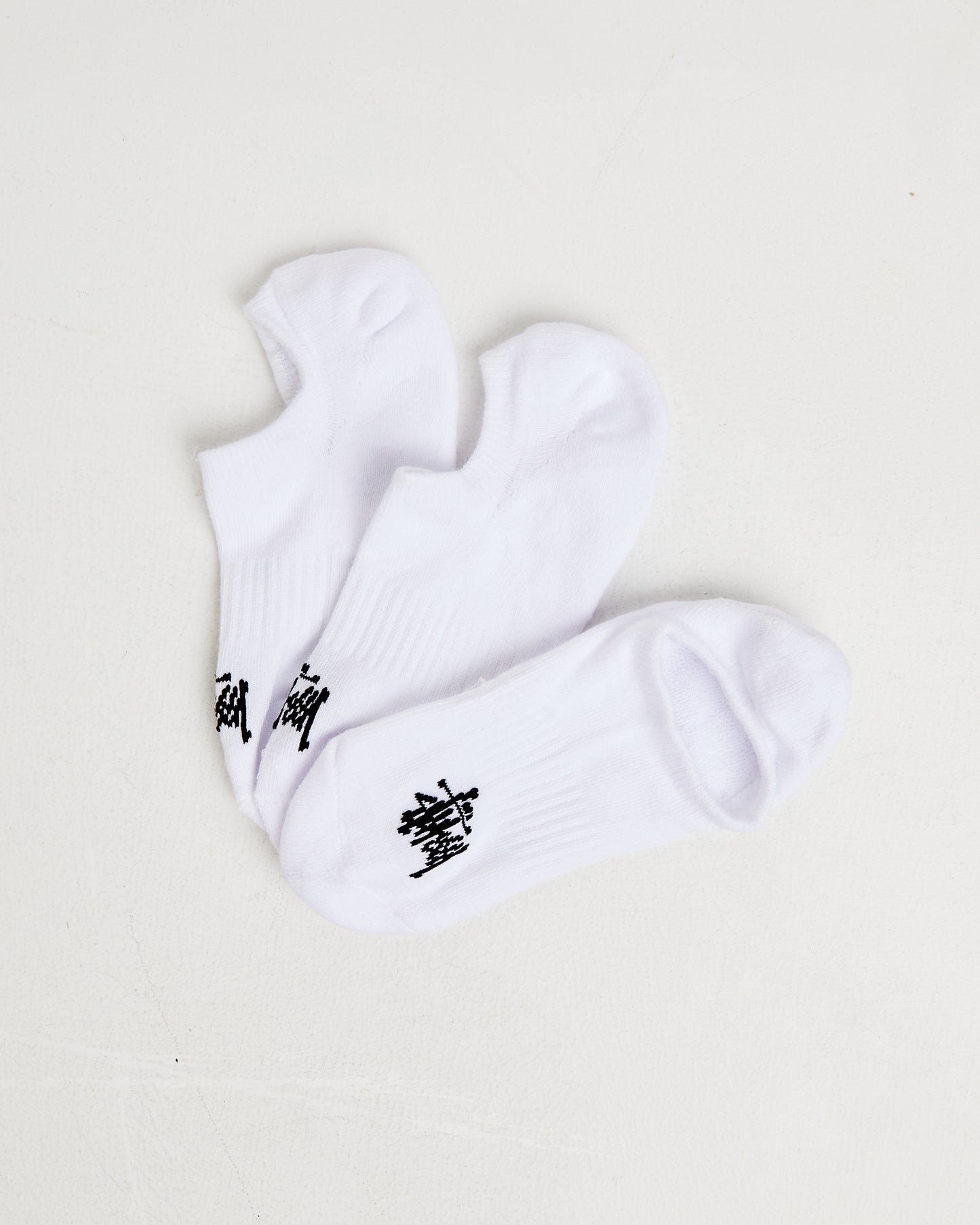 Men's Graffiti No Show Socks 3 Pack in White