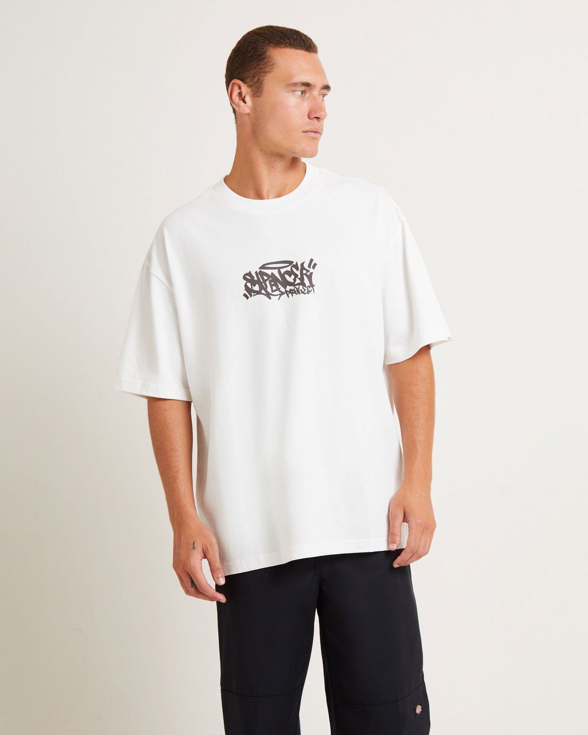 Gaffer Surplus Short Sleeve T-Shirt in Brown WHITE