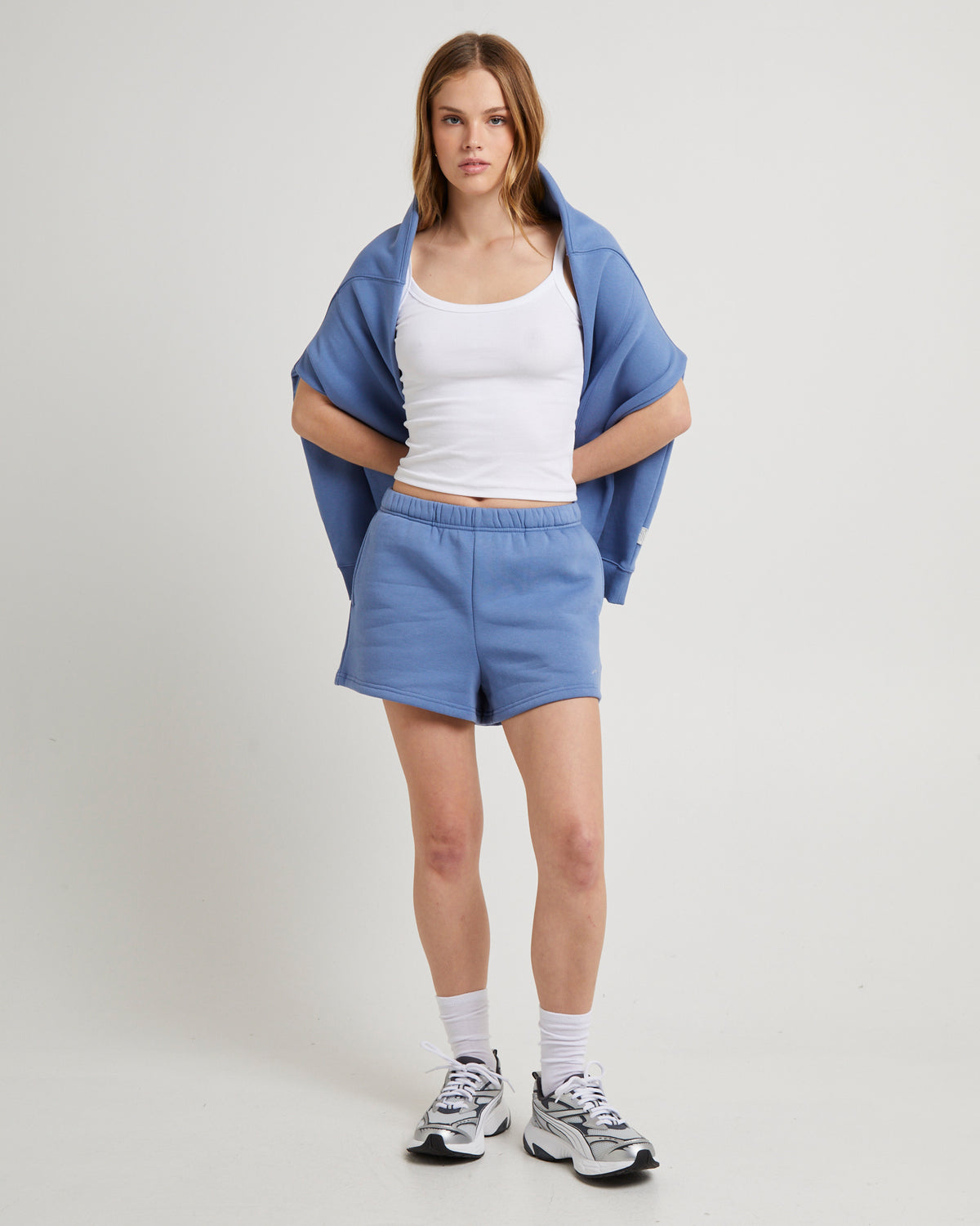 Wave Pull On Fleece Shorts STEEL BLUE