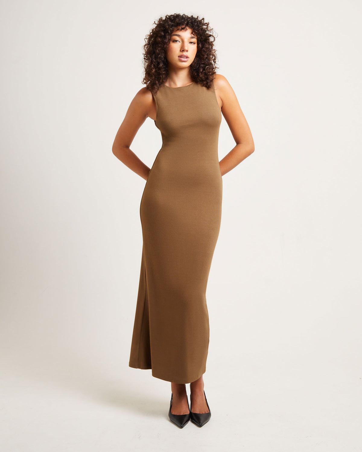 Dahlia Curve Cut Out Maxi Dress CHOCOLATE