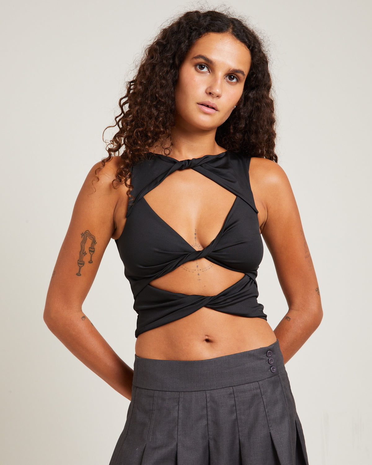 Kaia Twist Tank Top BLACK
