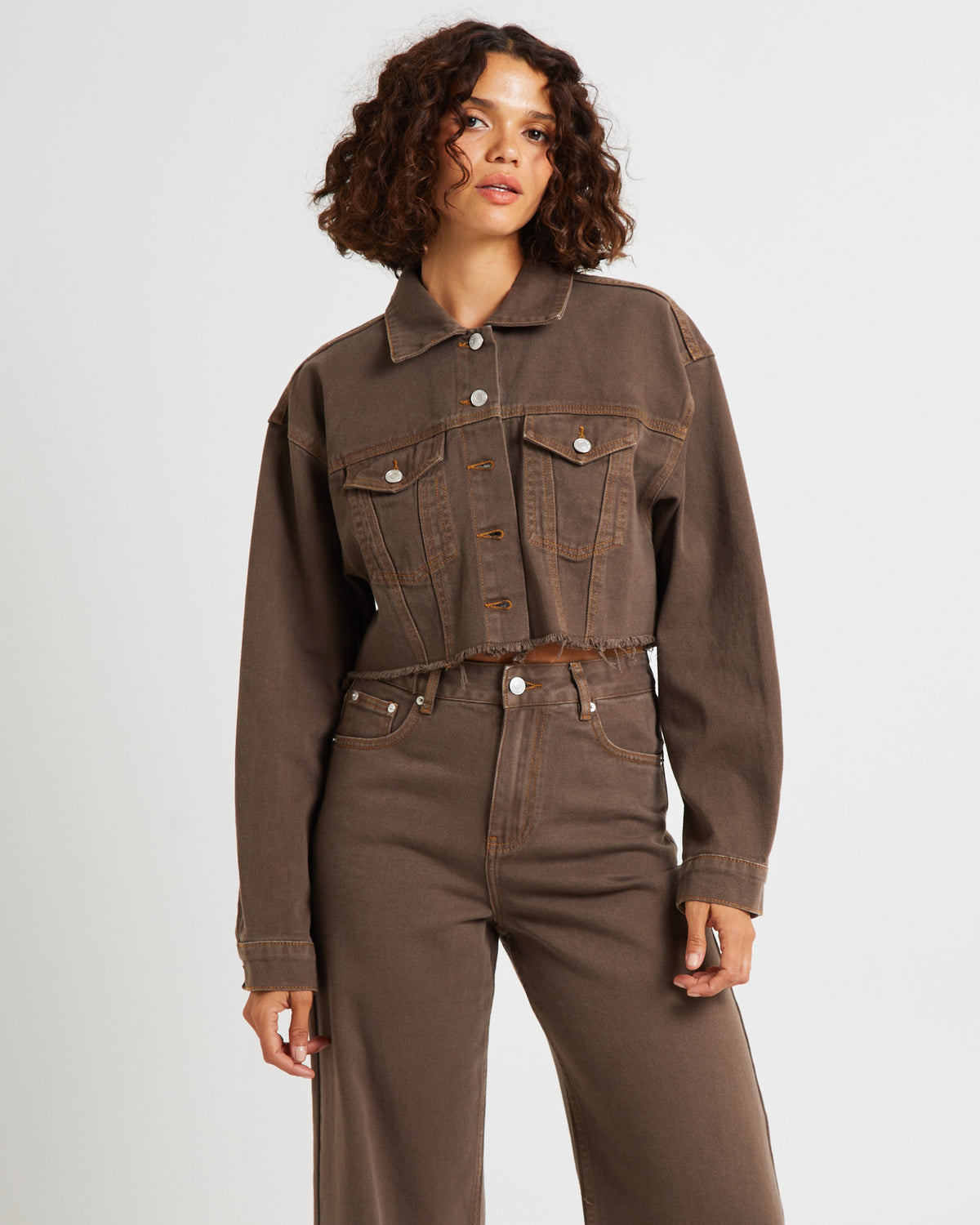 Mia Crop Denim Jacket Washed Sepia WASHED SEPIA