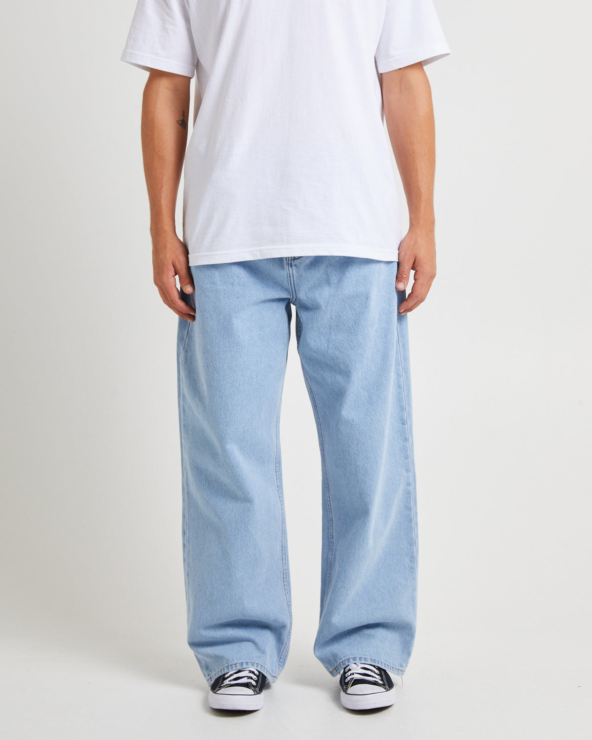 A6 Big Baggy Denim Jeans John BLEACH BLUE