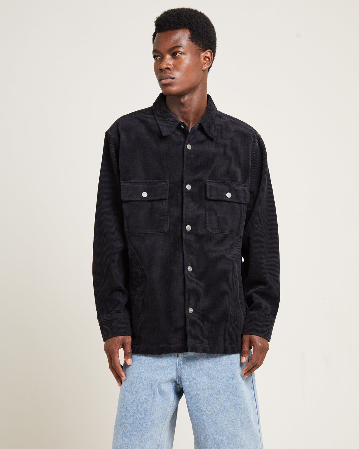 Conditions Cord Long Sleeve Overshirt BLACK