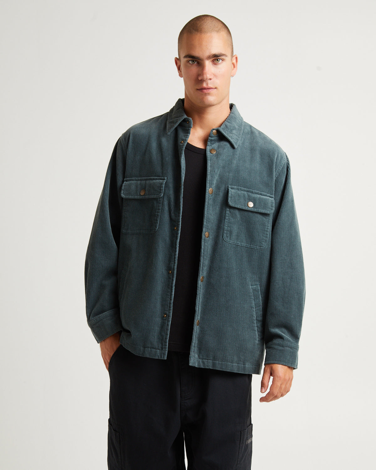 Conditions Cord Long Sleeve Overshirt TEAL
