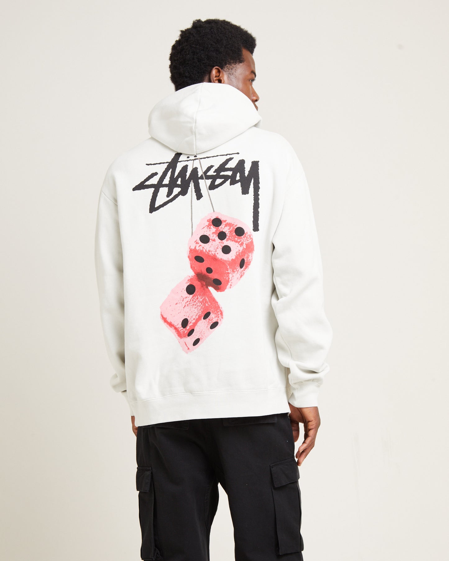 Fuzzy Dice Fleece Hoodie Washed White