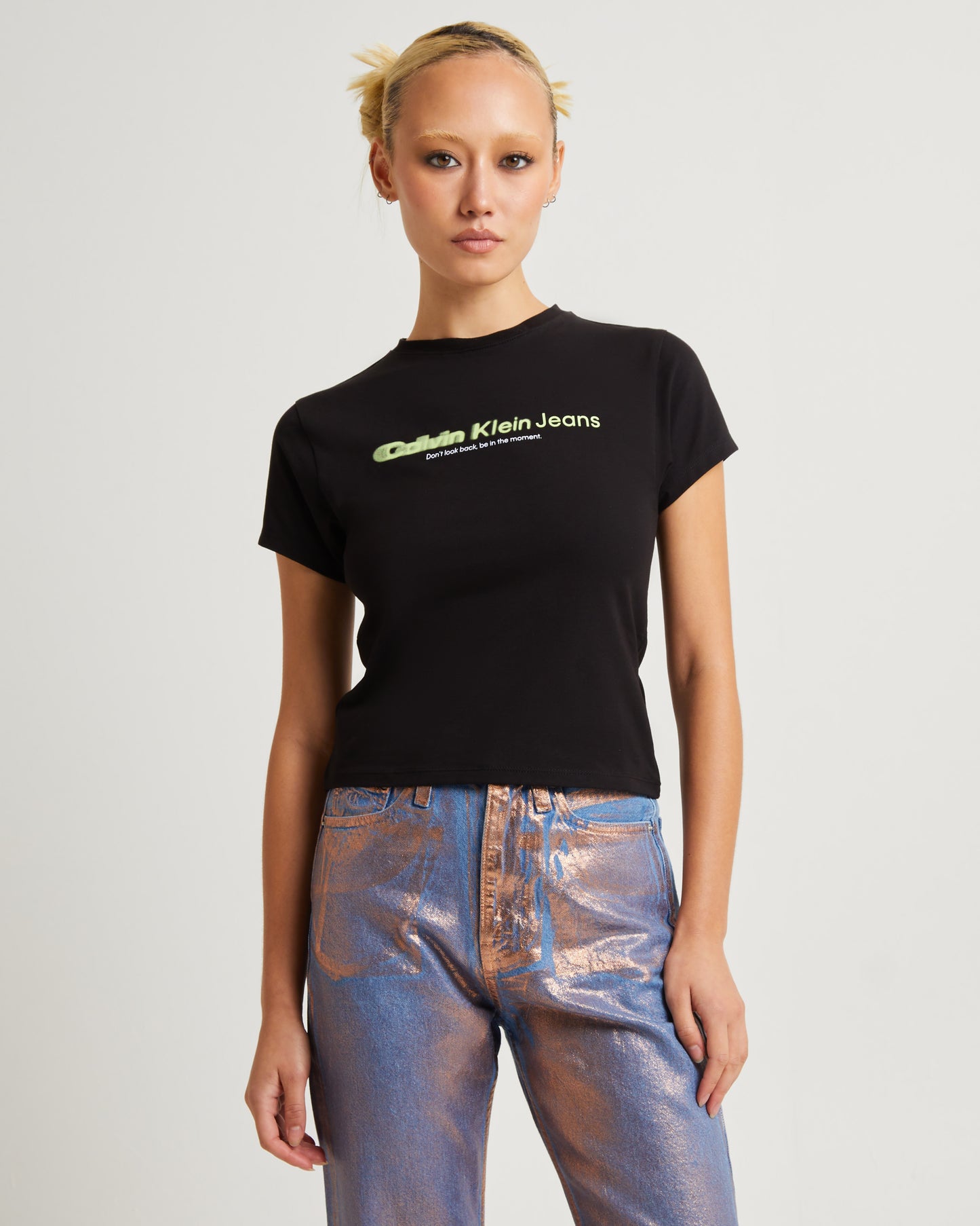 Slogan Fitted Tee Black