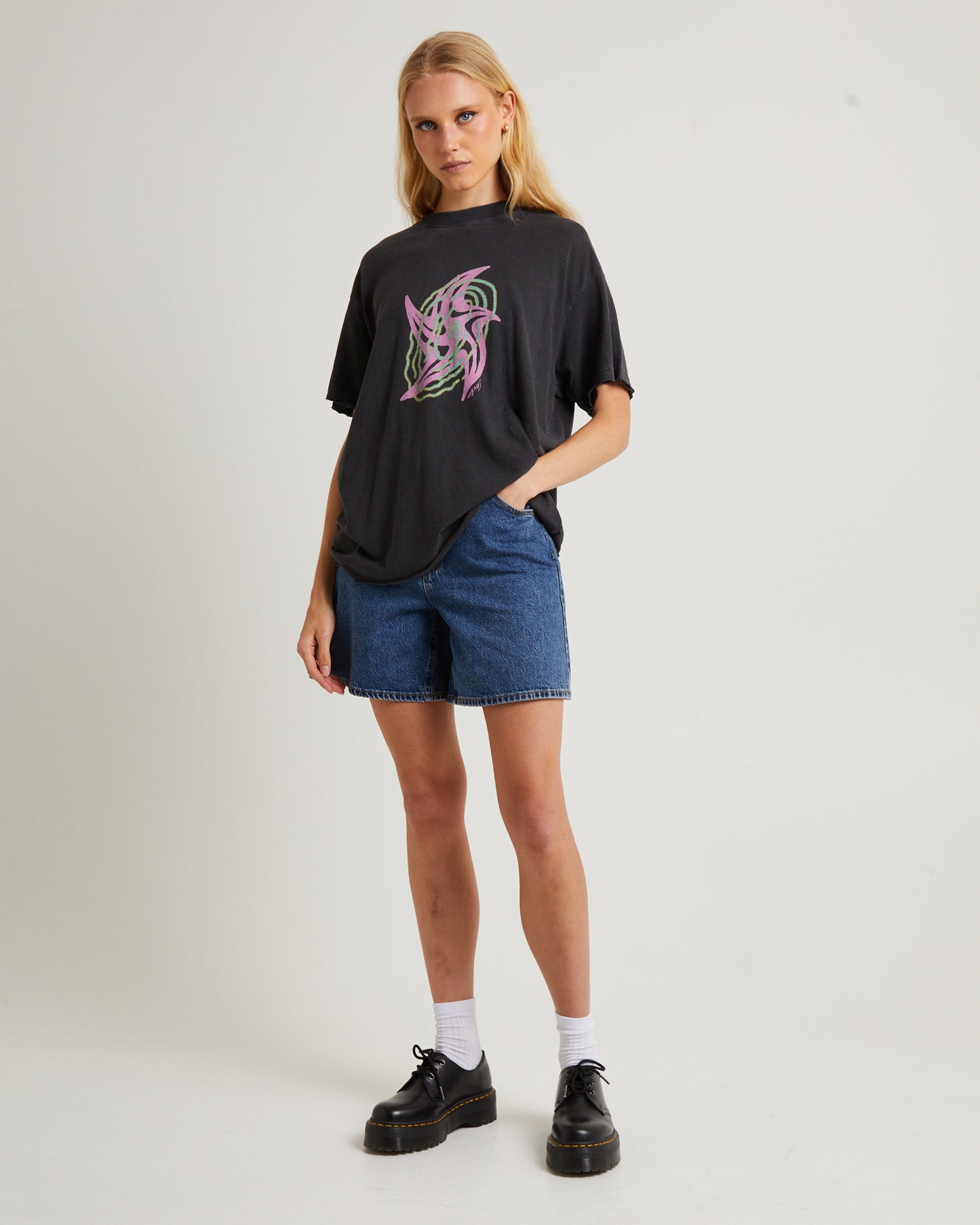 Gravity Hemp Oversized Tee Stone Black