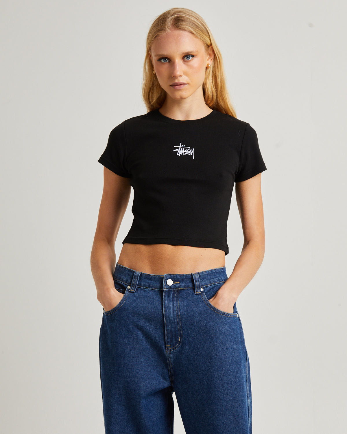 Graffiti EMB Rib Baby Tee Black BLACK