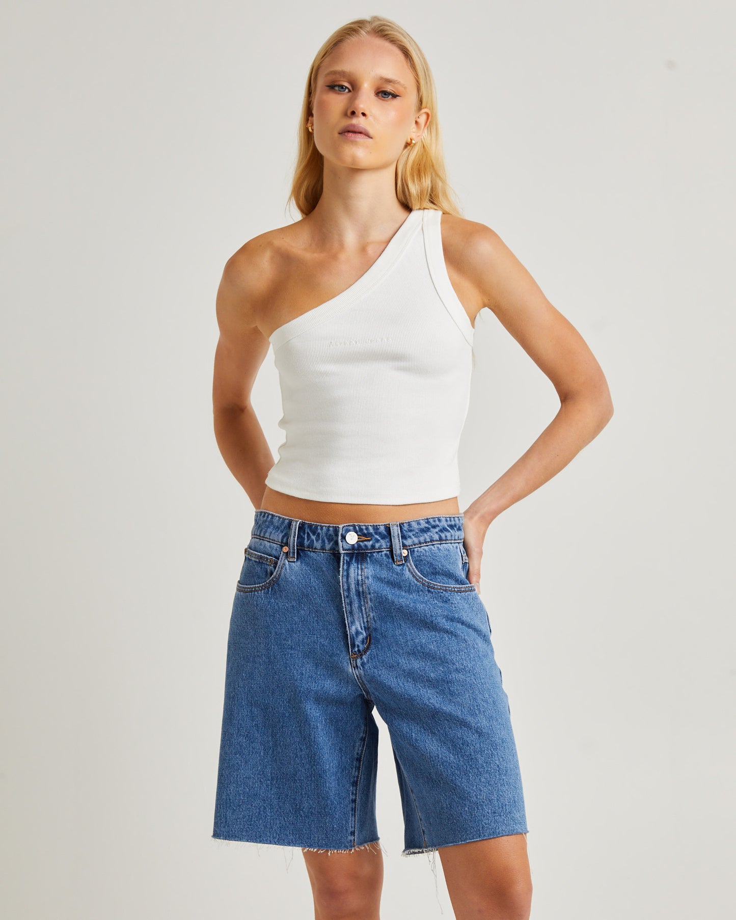 Heather One Shoulder Top White Sand