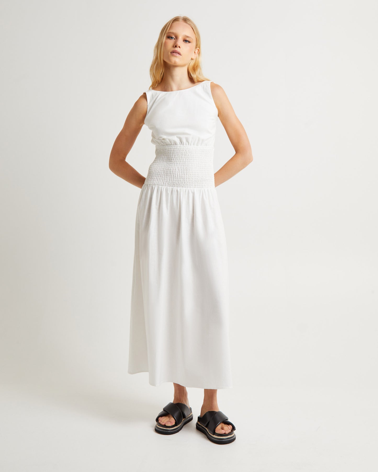 Hally Linen Maxi Dress White