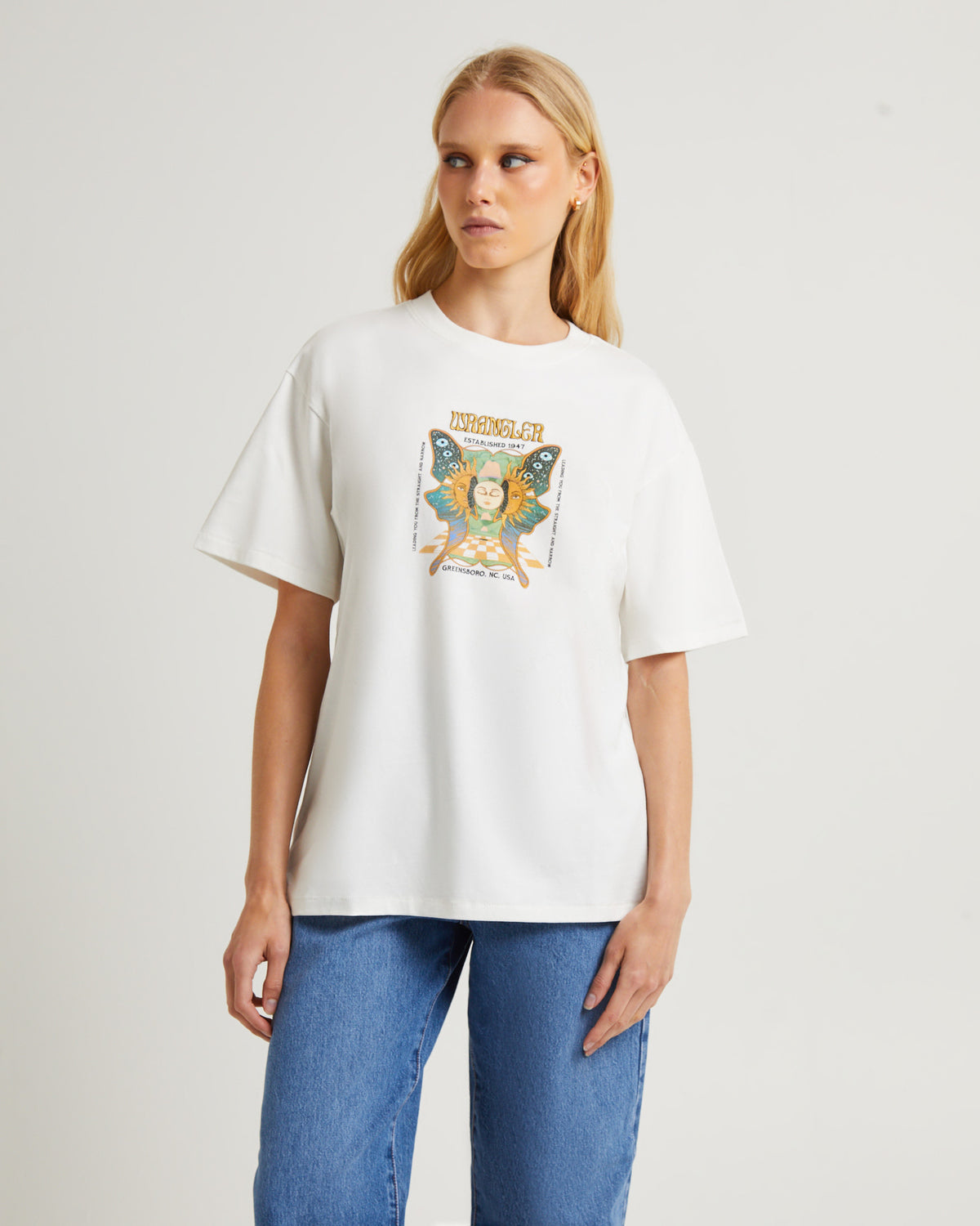 Solar Wings Slouch Tee Vintage White BABY BLUE ESSENTIALS