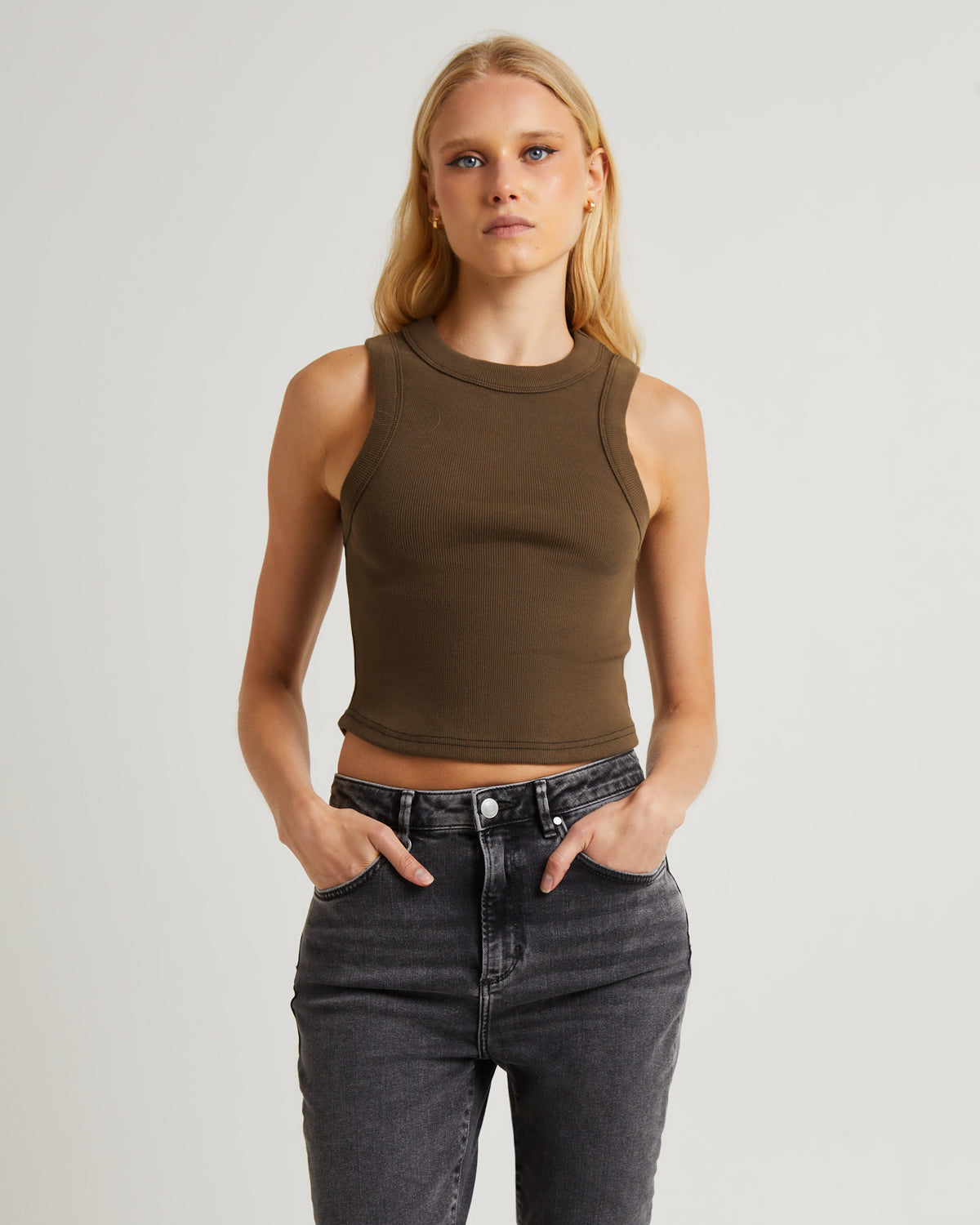 Jonesy Recut Singlet KELP