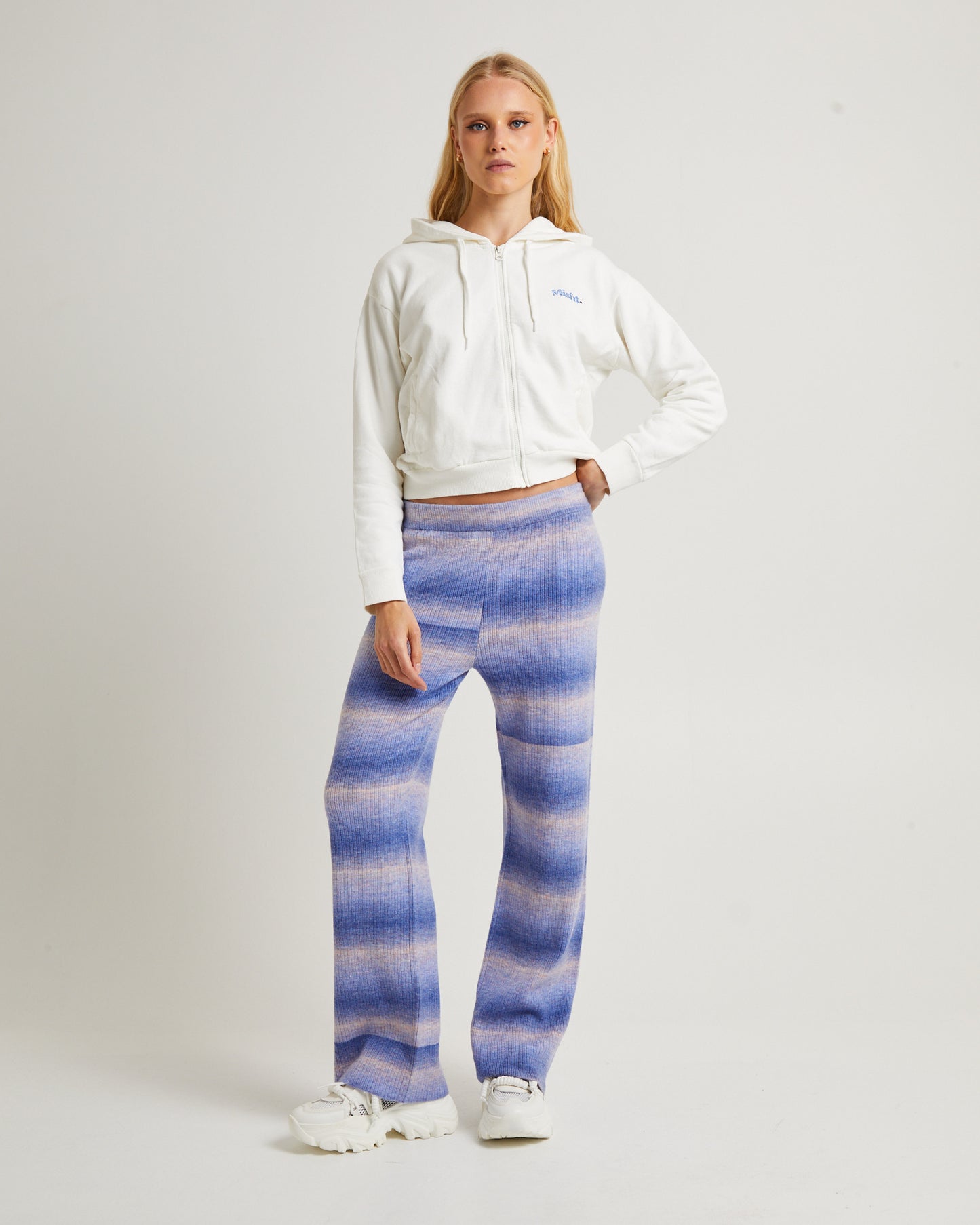 Pnoom Wide Leg Knit Pants Powder Blue