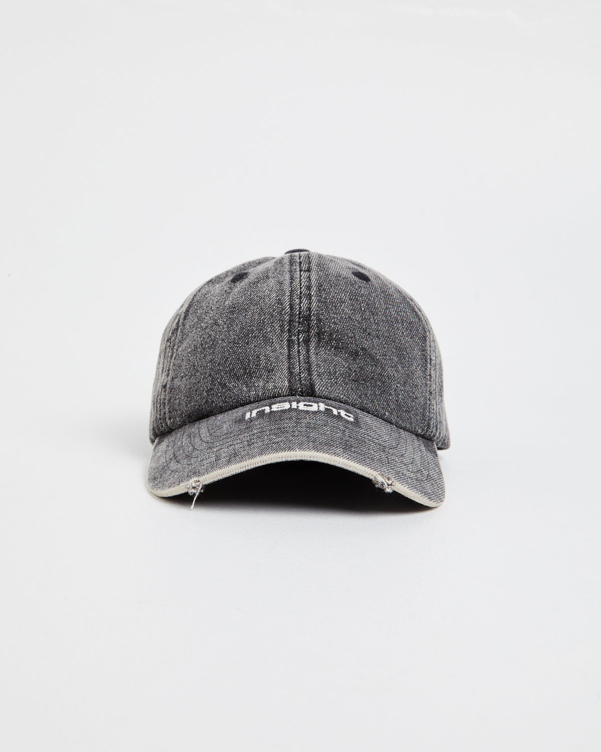 Distressed Denim Cap BLACK