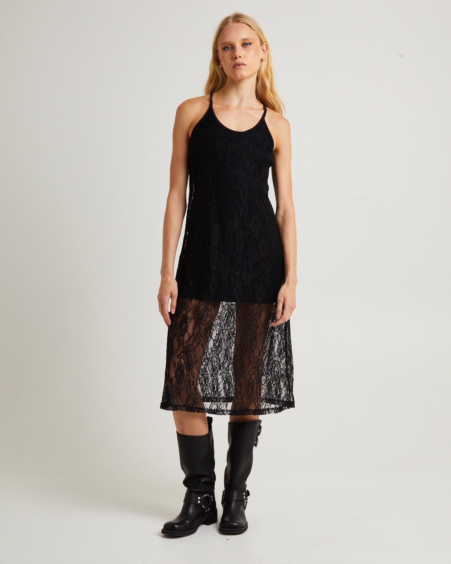 Sacred Lace Midi Dress Black