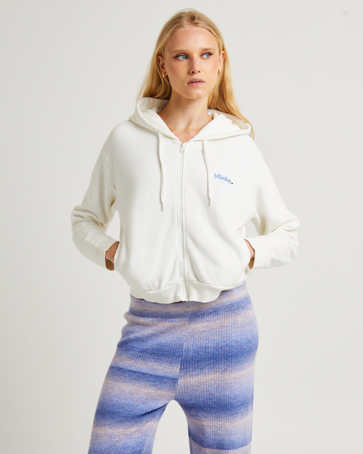 Gloomy Zip Through Hoodie White THRIFT WHITE