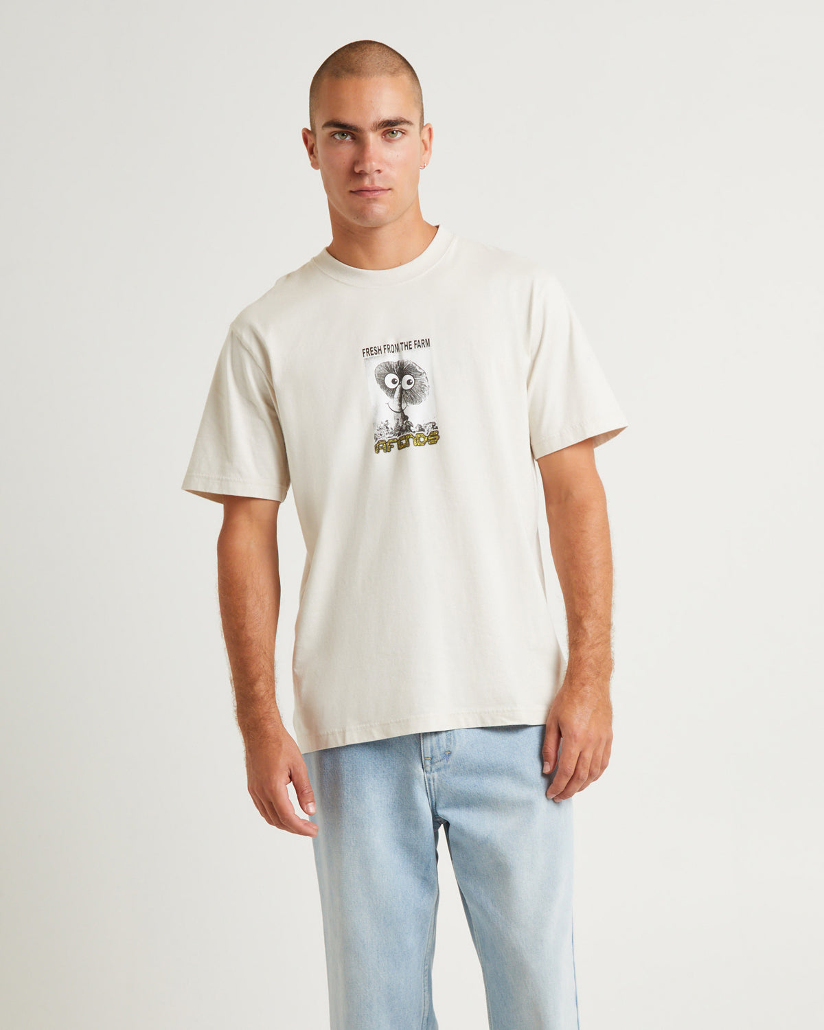 Farm Fresh Recycled Retro Fit T-Shirt Moonbeam MOONBEAM