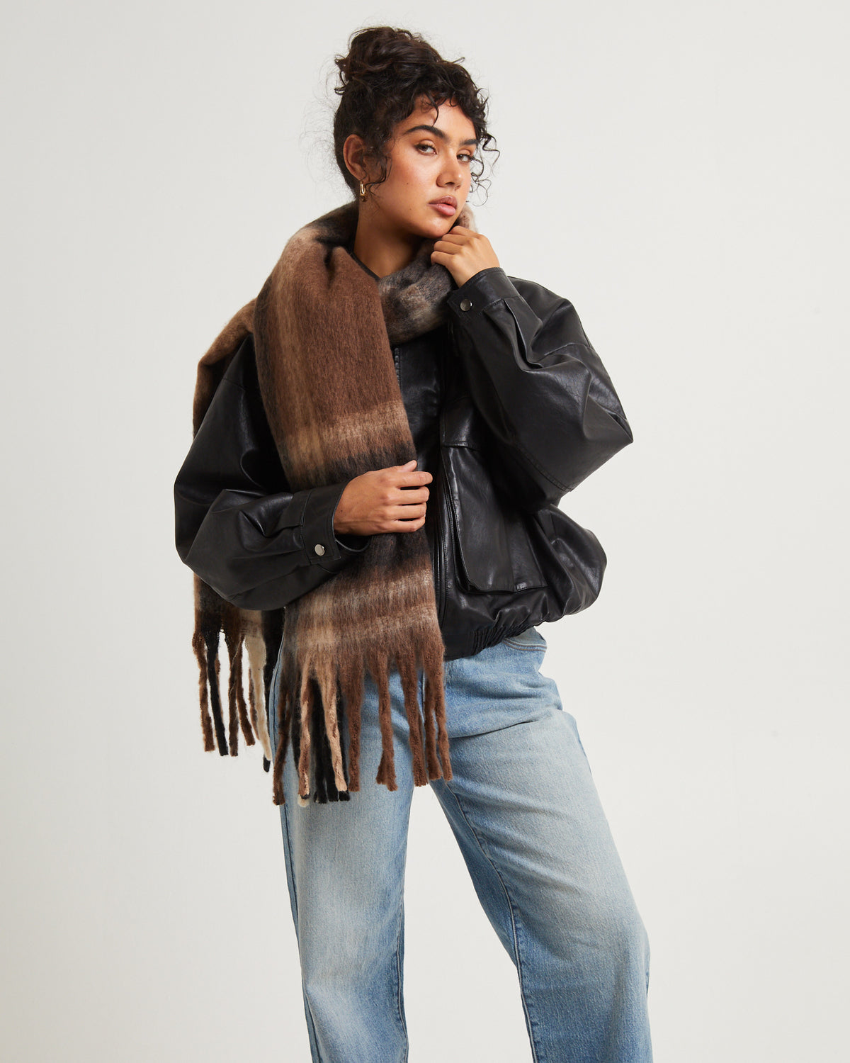 Checked Out Scarf BROWN